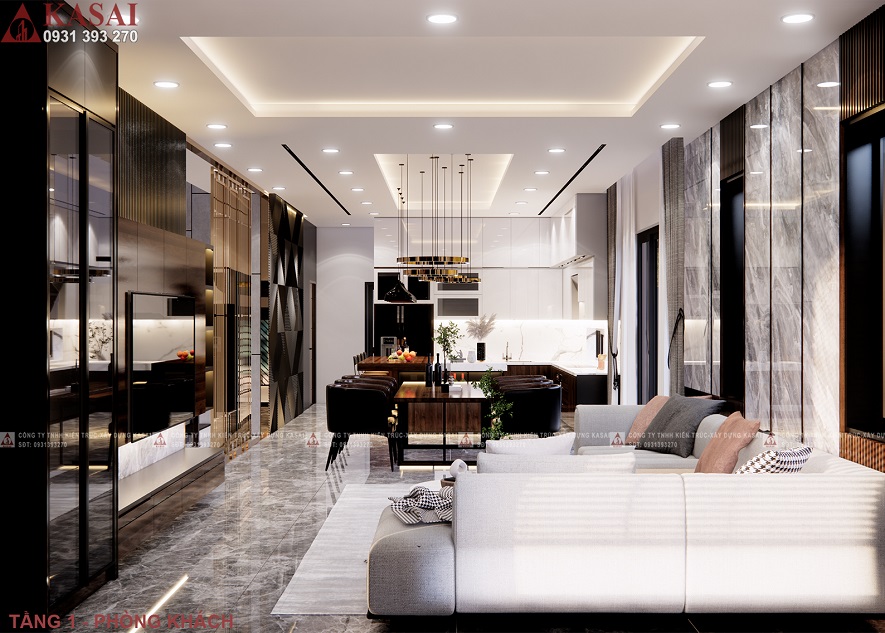 Thiết kế nội thất phòng khách trong biệt thự theo phong cách hiện đại đẹp và cuốn hút