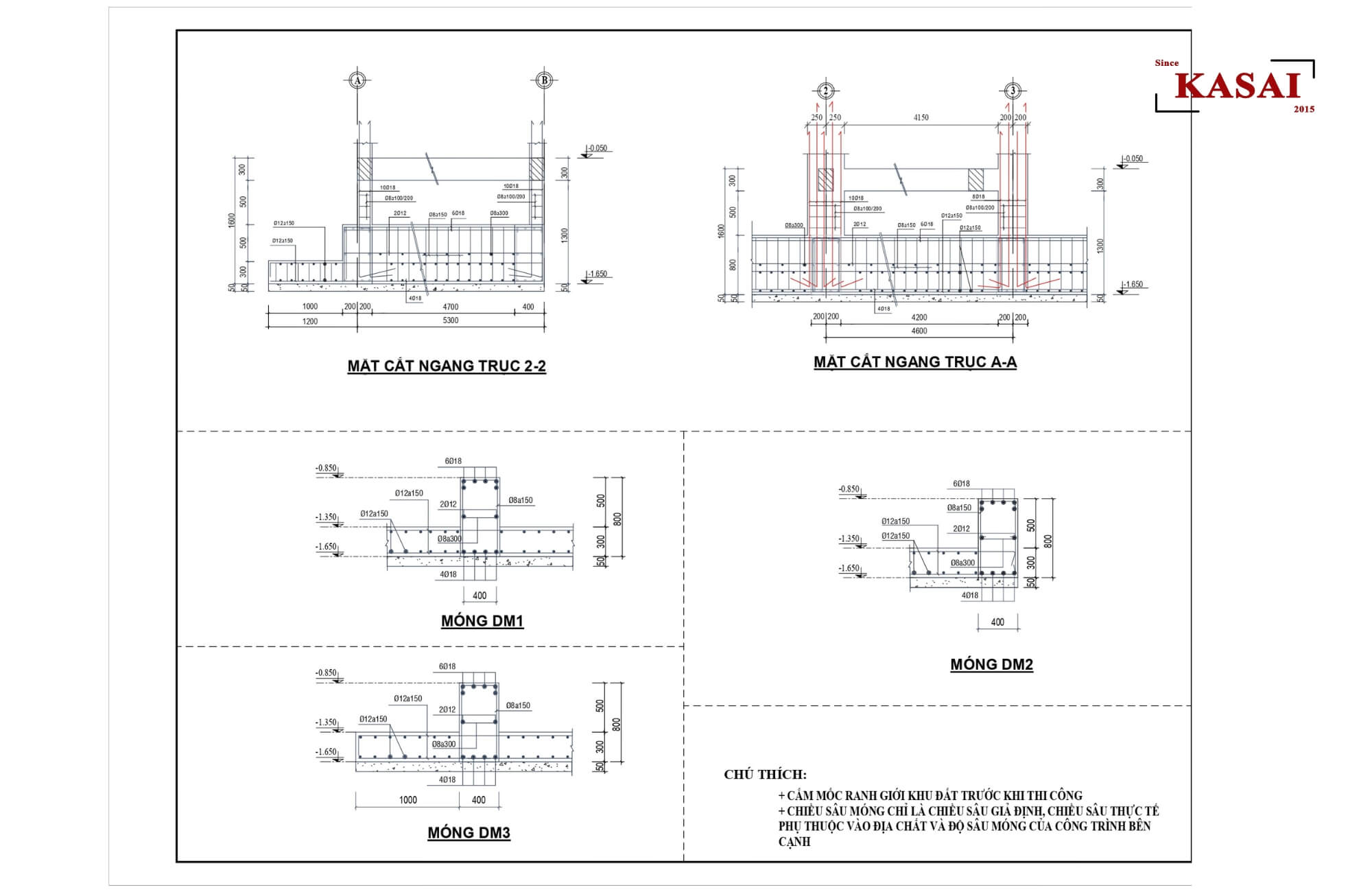 Bản vẽ kết cấu móng bè