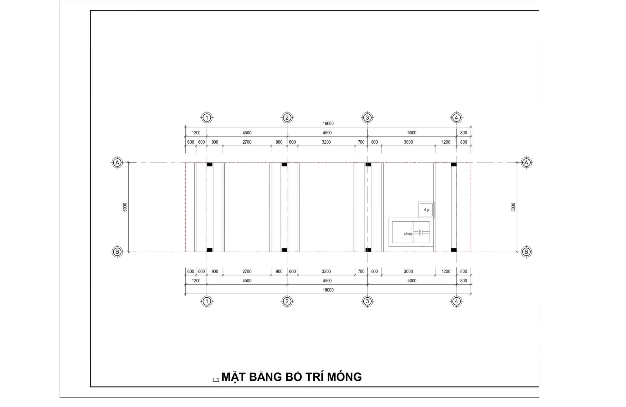 Mặt bằng bố trí móng băng