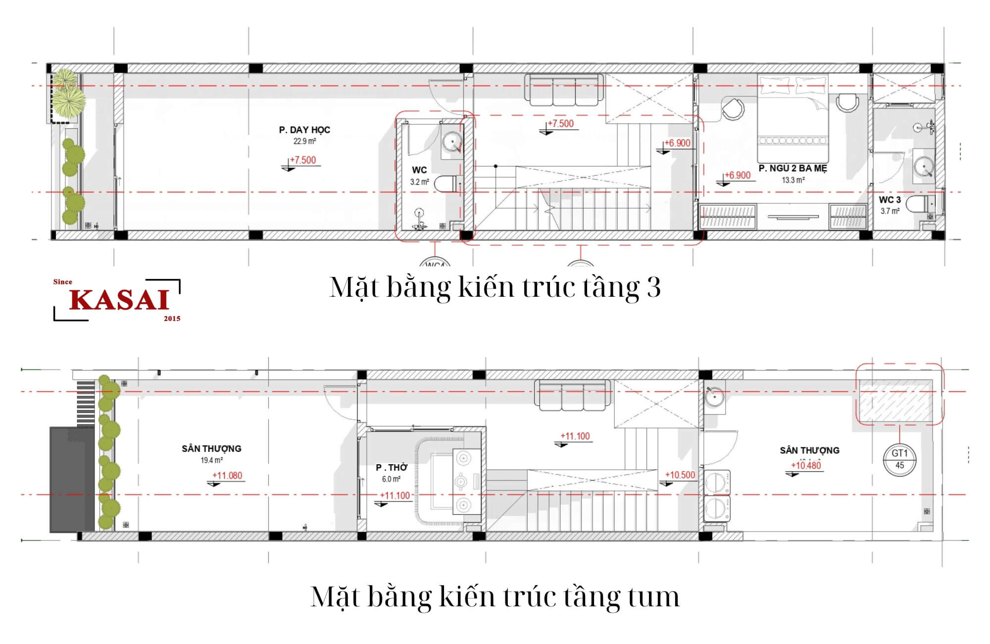 Bản vẽ nhà 3 tầng 1 tum tầng 3 và tầng tum