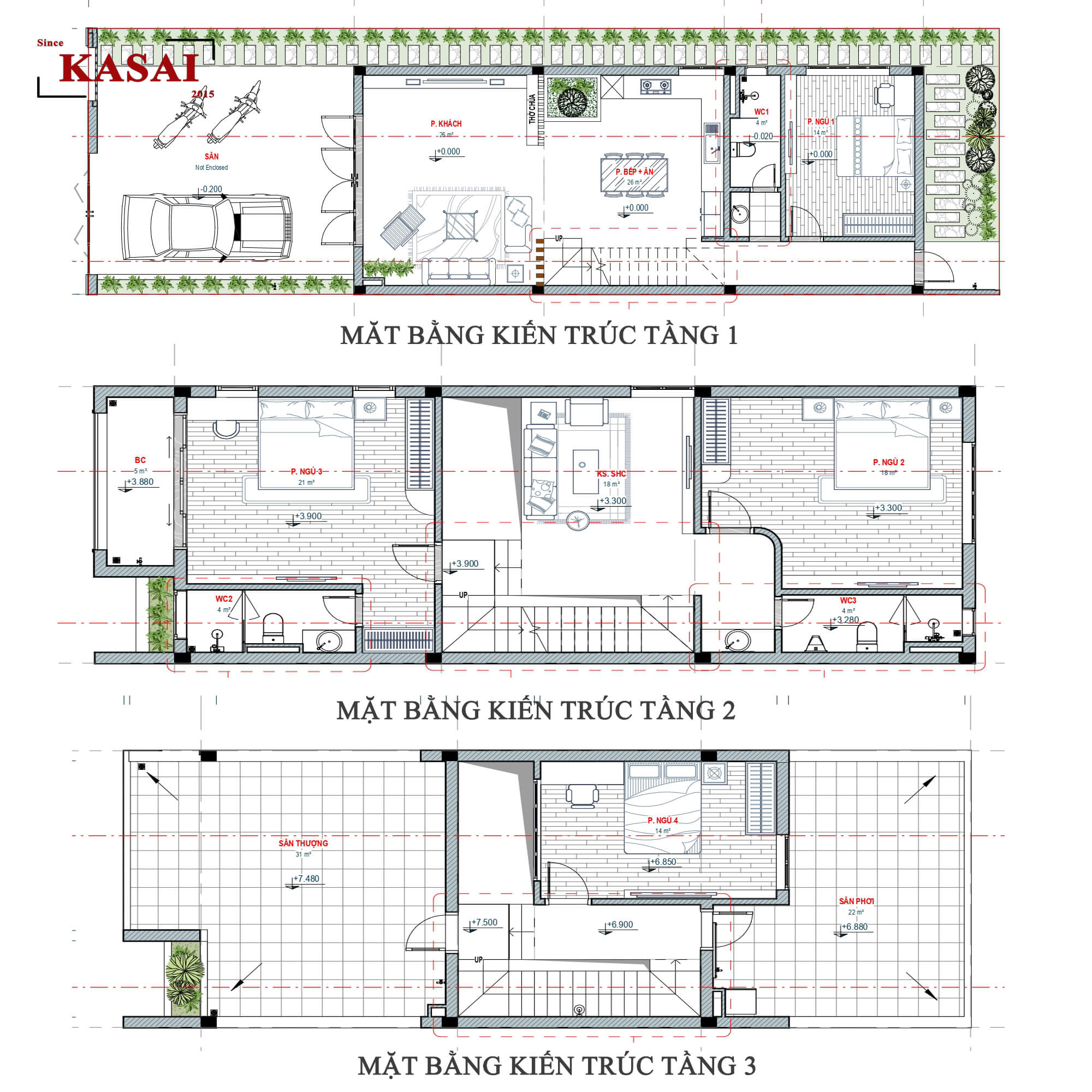 Bản vẽ nhà 3 tầng N's House