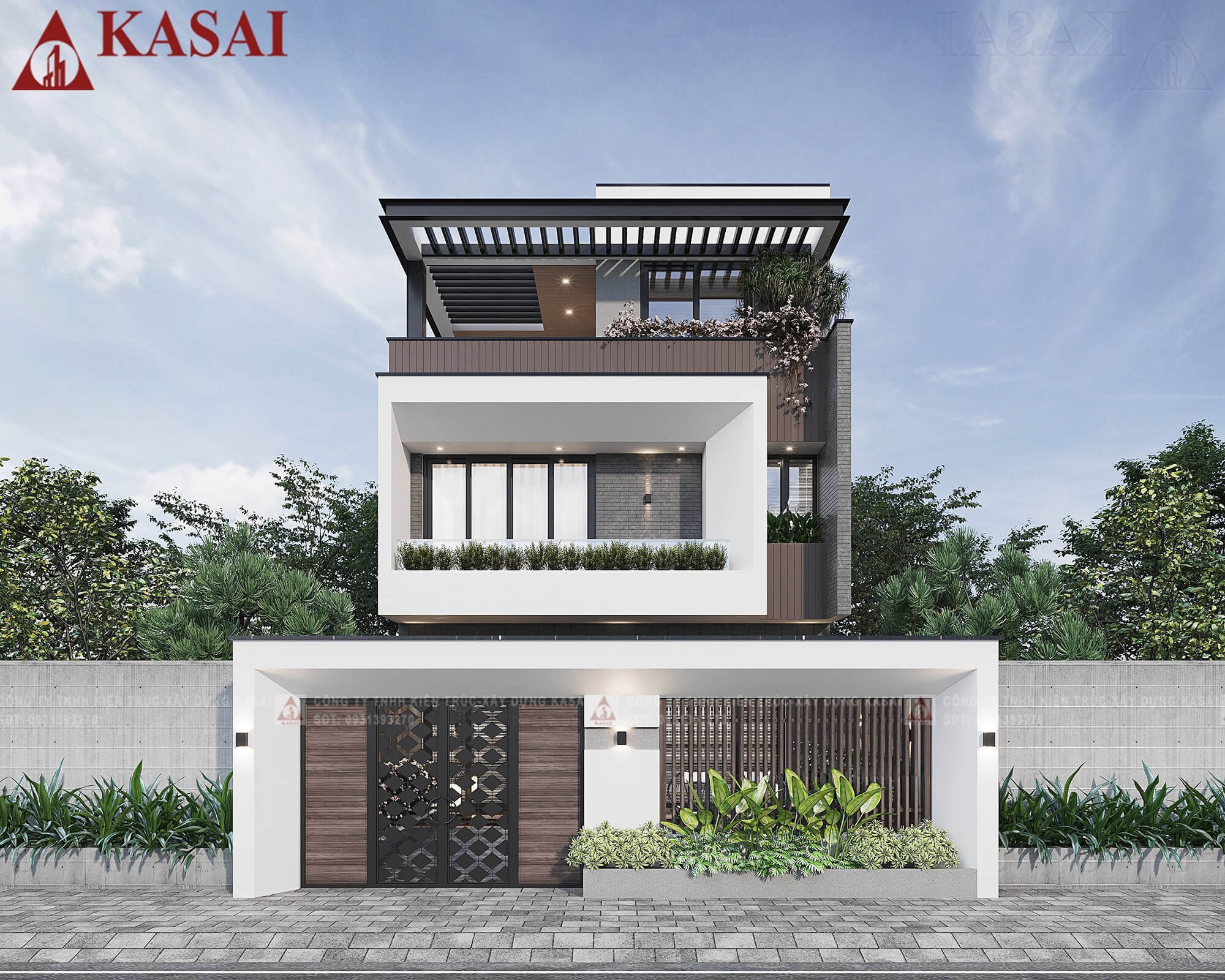 Bản vẽ thiết kế nhà 8x20m 2 tầng 1 tum