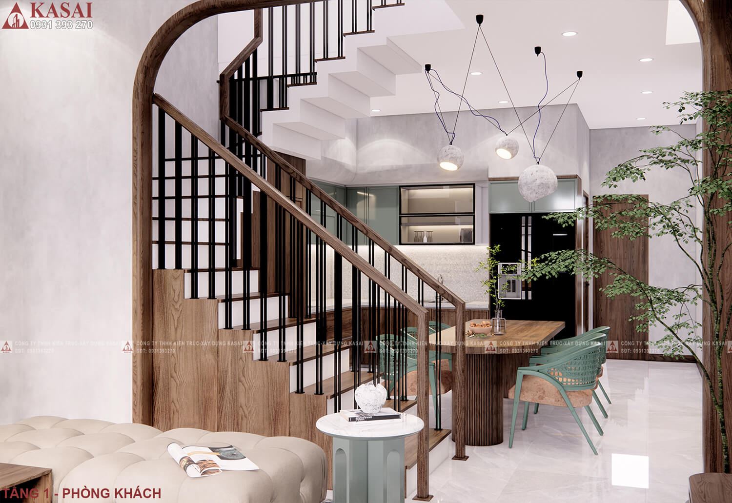 Cầu thàng mẫu nhà 3 tầng 5x20