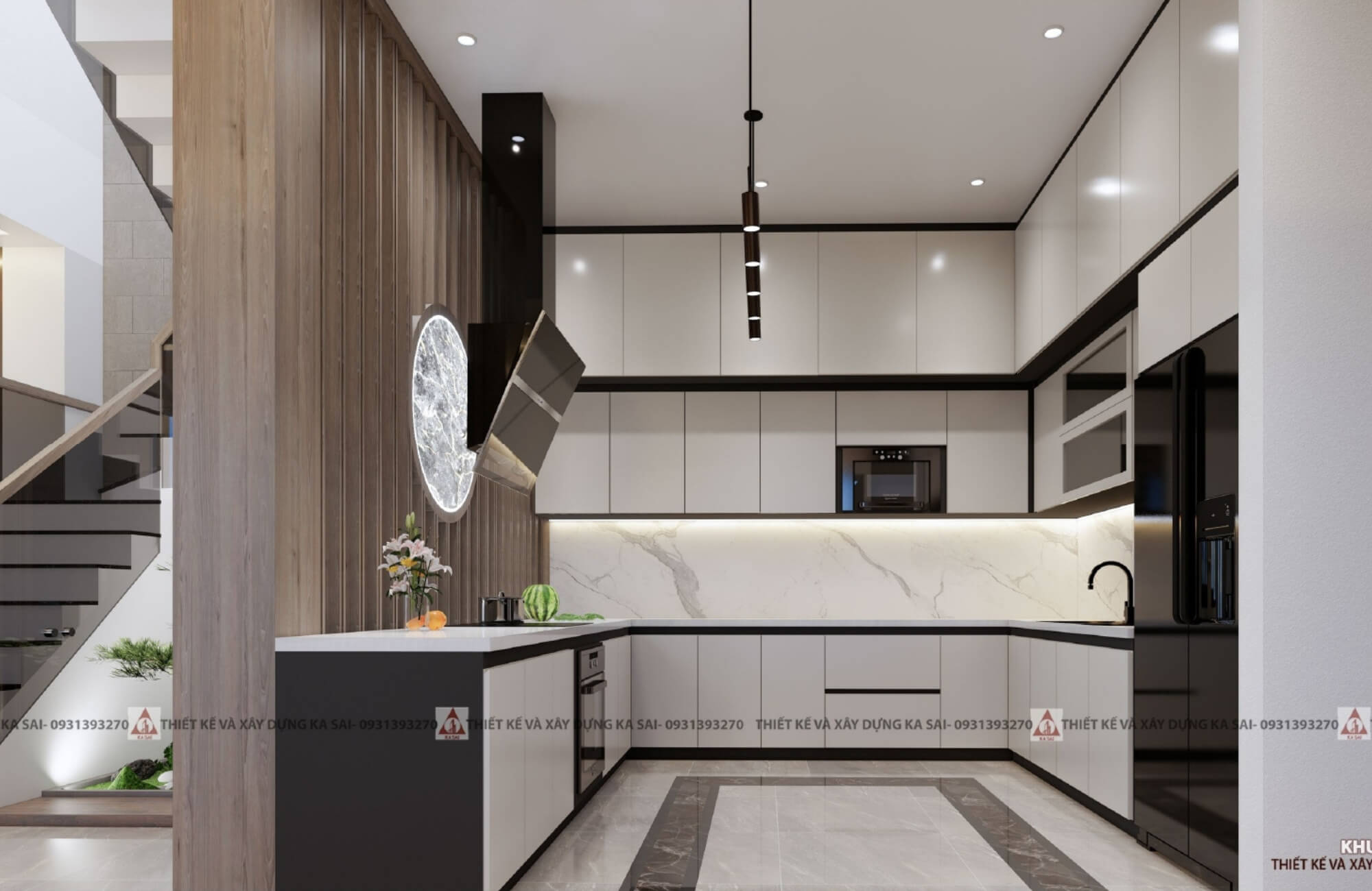 Phòng bếp nhà 3 tầng mái Nhật