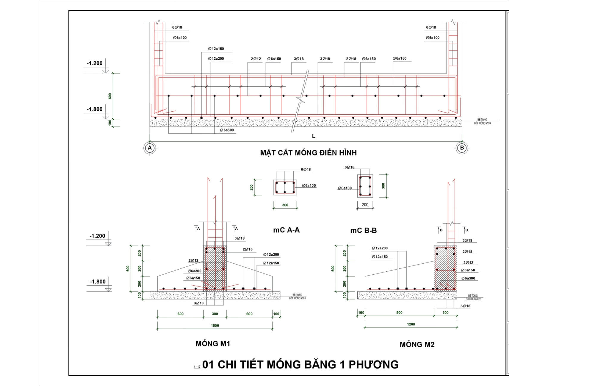 Mặt bằng bố trí móng băng