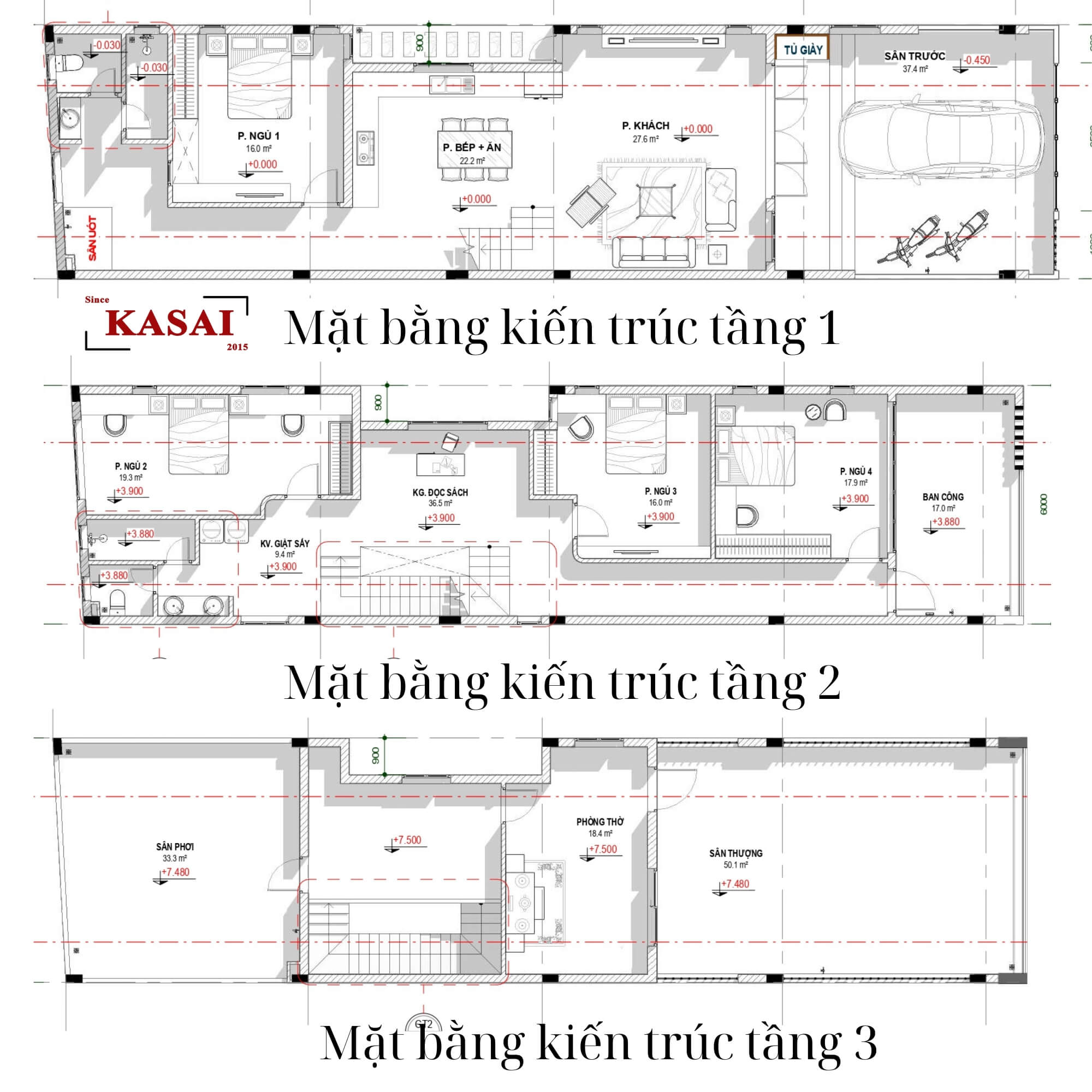 Mặt bằng kiến trúc nhà 3 tầng 6m