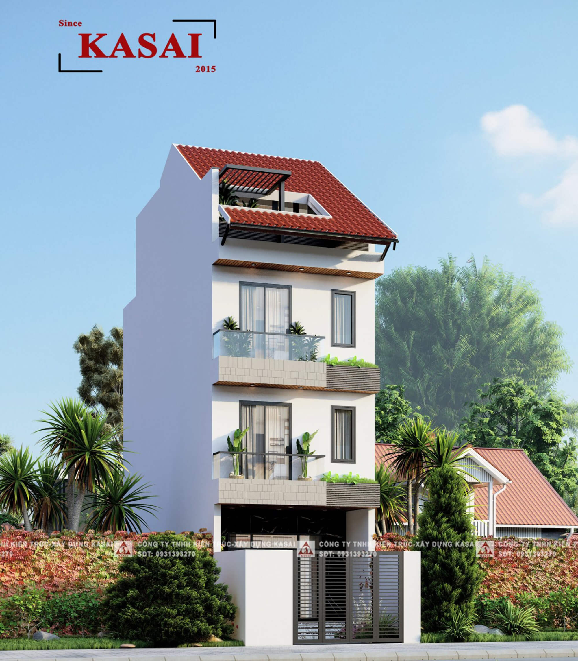 Mẫu nhà phố 3 tầng 5x20 có thang máy