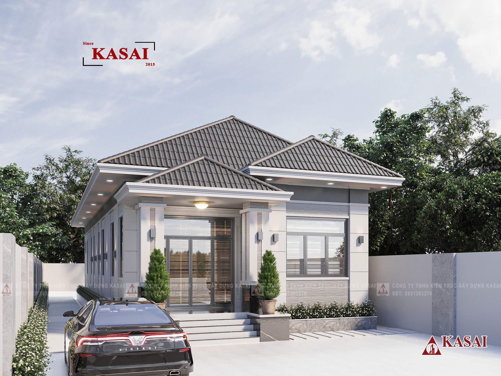 Phối cảnh mặt tiền mẫu nhà cấp 4 ngang 8m