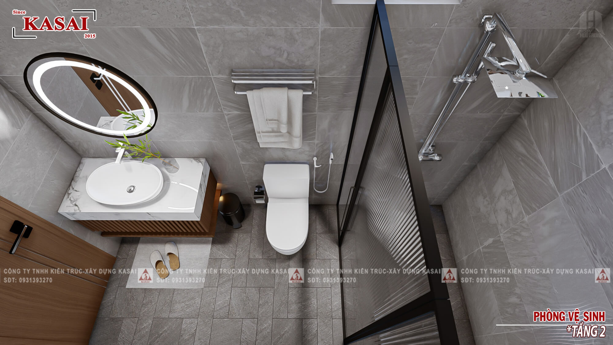 Phòng WC biệt thự 3 tầng mái Nhật