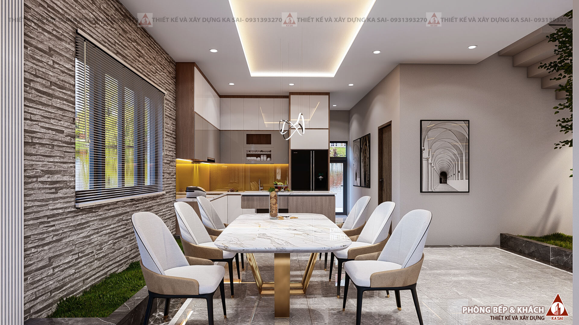 Phòng bếp nhà 2 tầng 1 tum đẹp