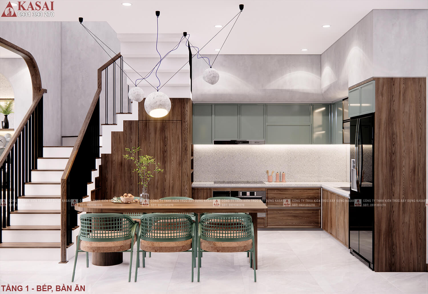 Phòng bếp mẫu nhà 3 tầng 5x20 andy