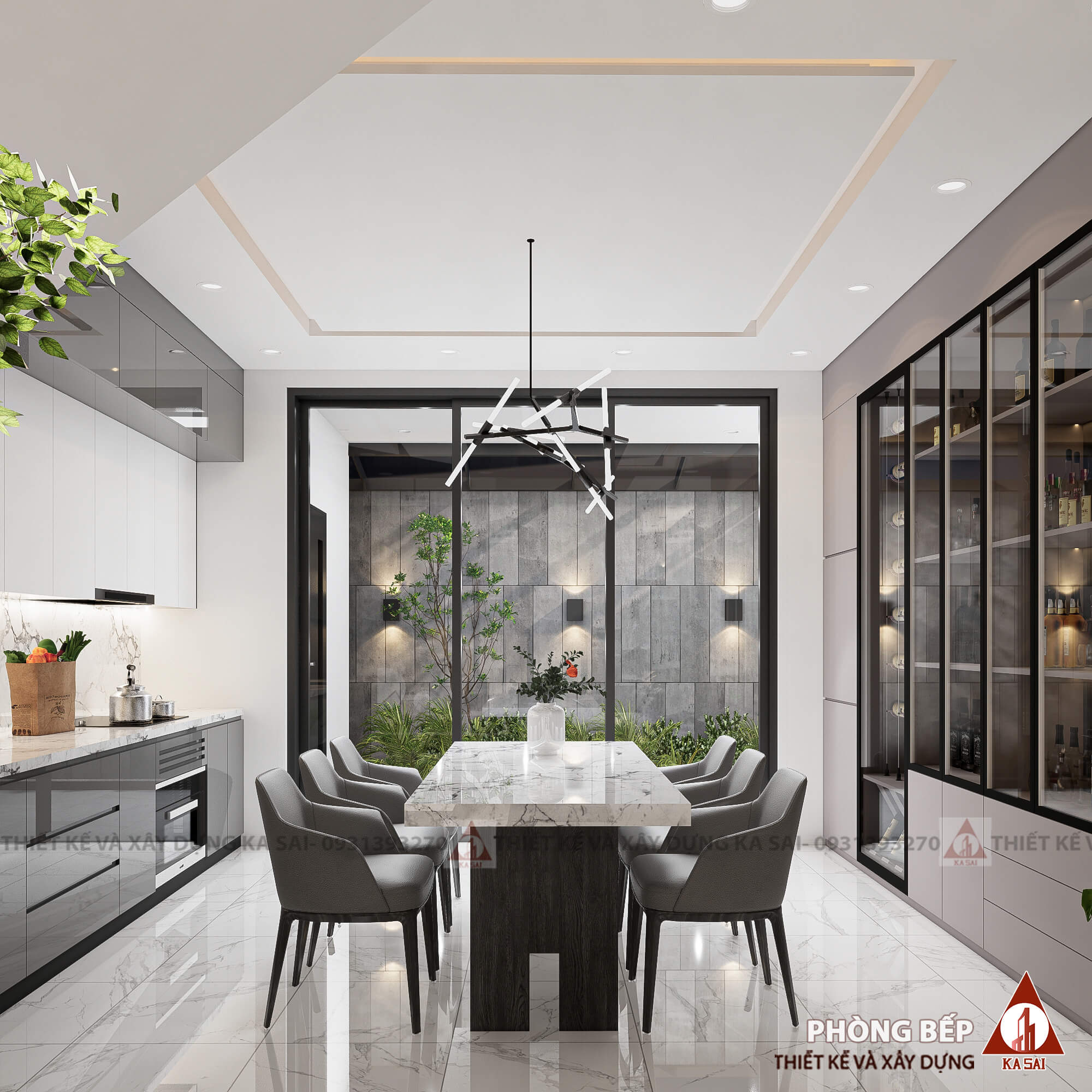 Phòng bếp nhà ống 3 phòng ngủ 1 phòng thờ