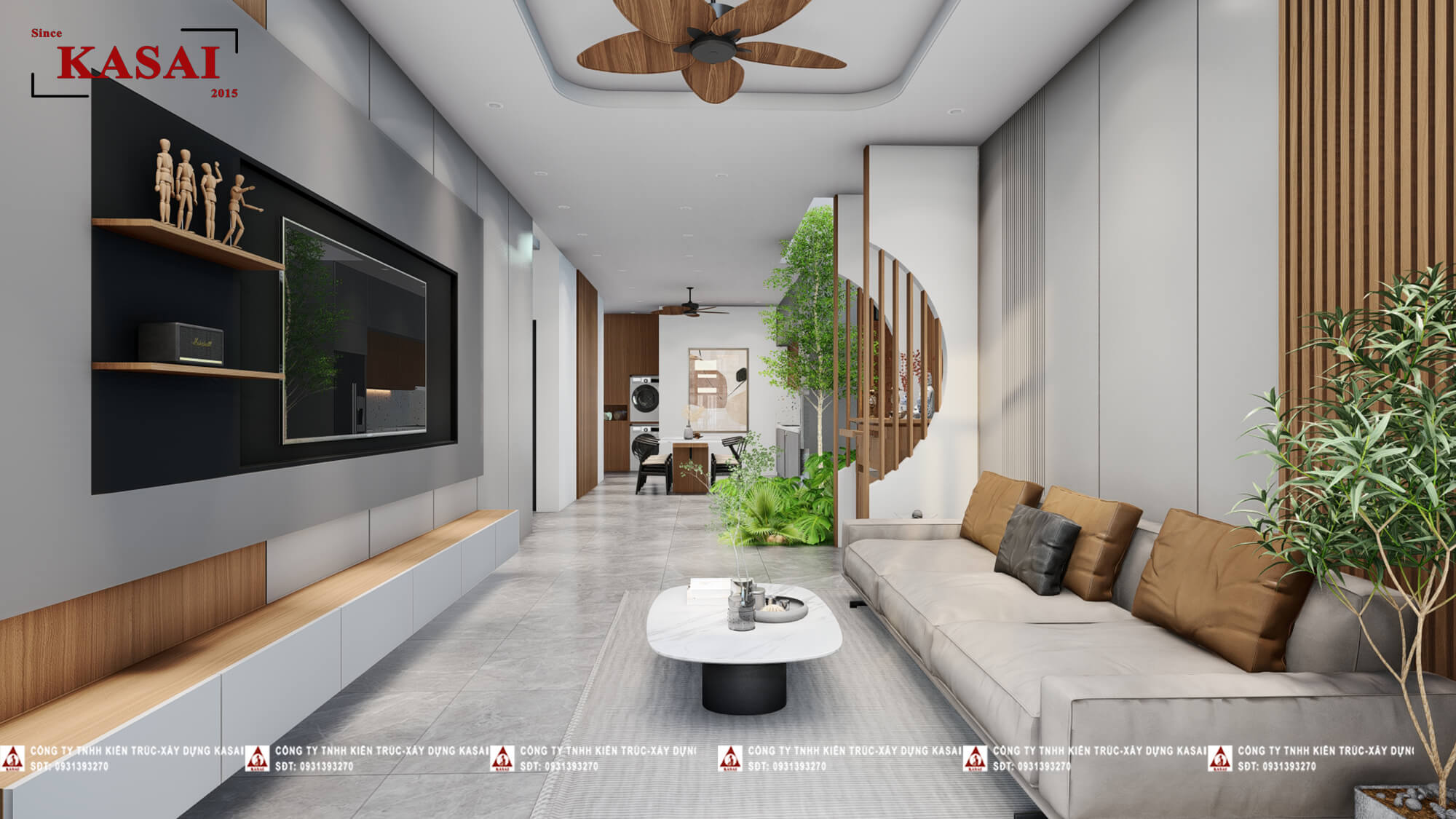 Phòng khách mẫu nhà cấp 4 mái bằng