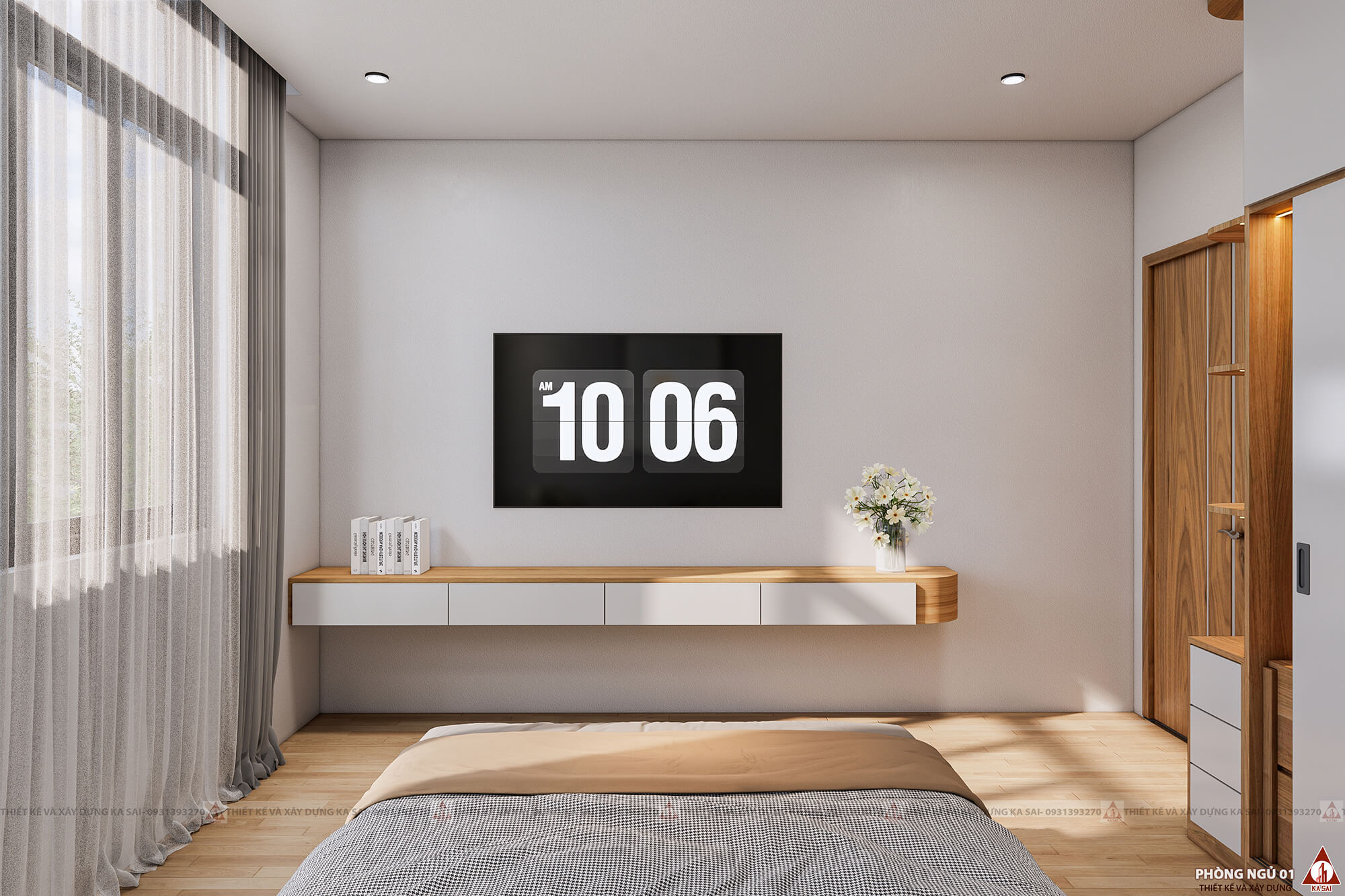 Phòng ngủ 1 thiết kế nhà cấp 4 6x12