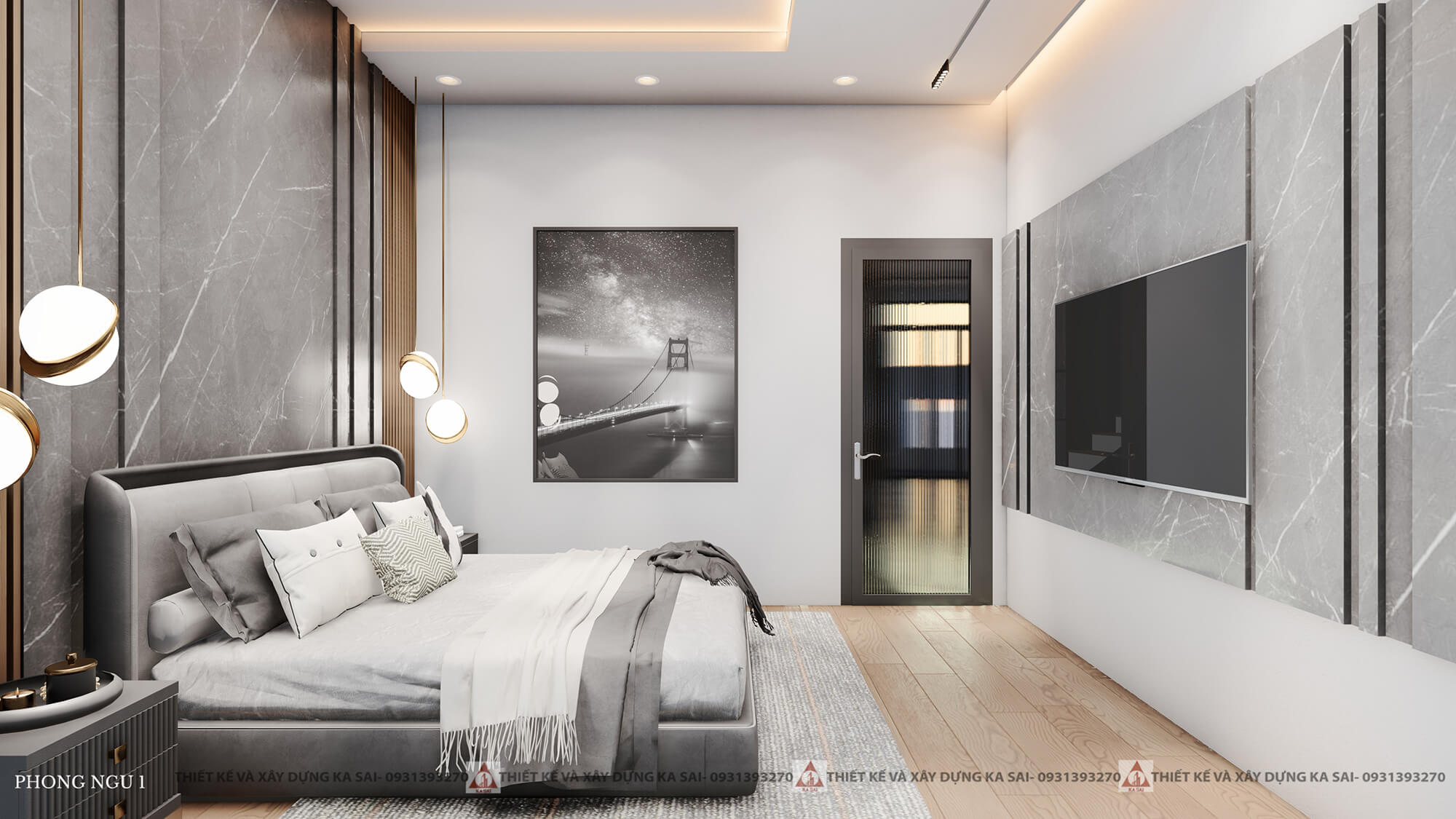 Phòng ngủ 1 biệt thự 2 mặt tiền 3 tầng
