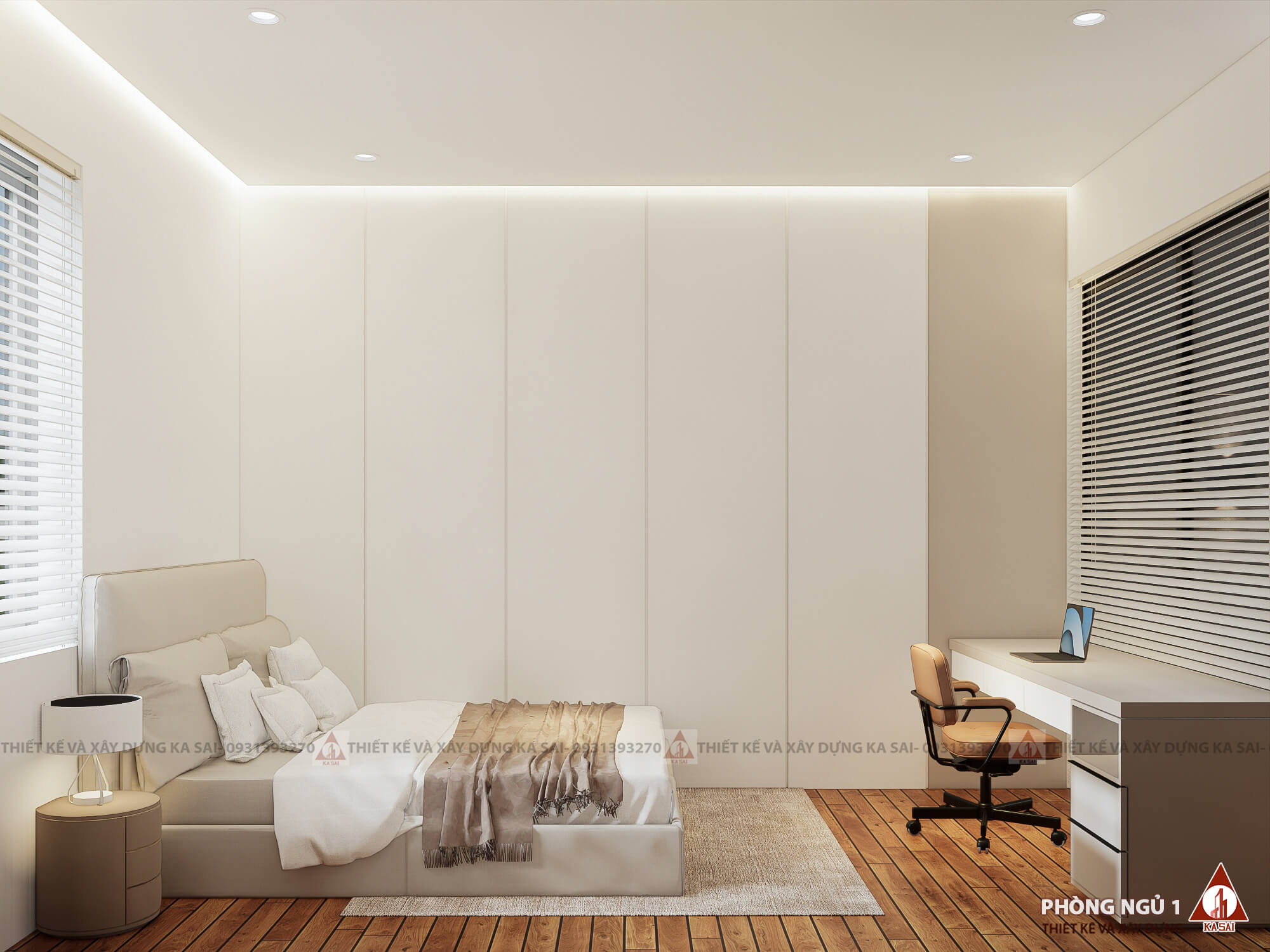 Phòng ngủ nhà 5x20m có sân trước