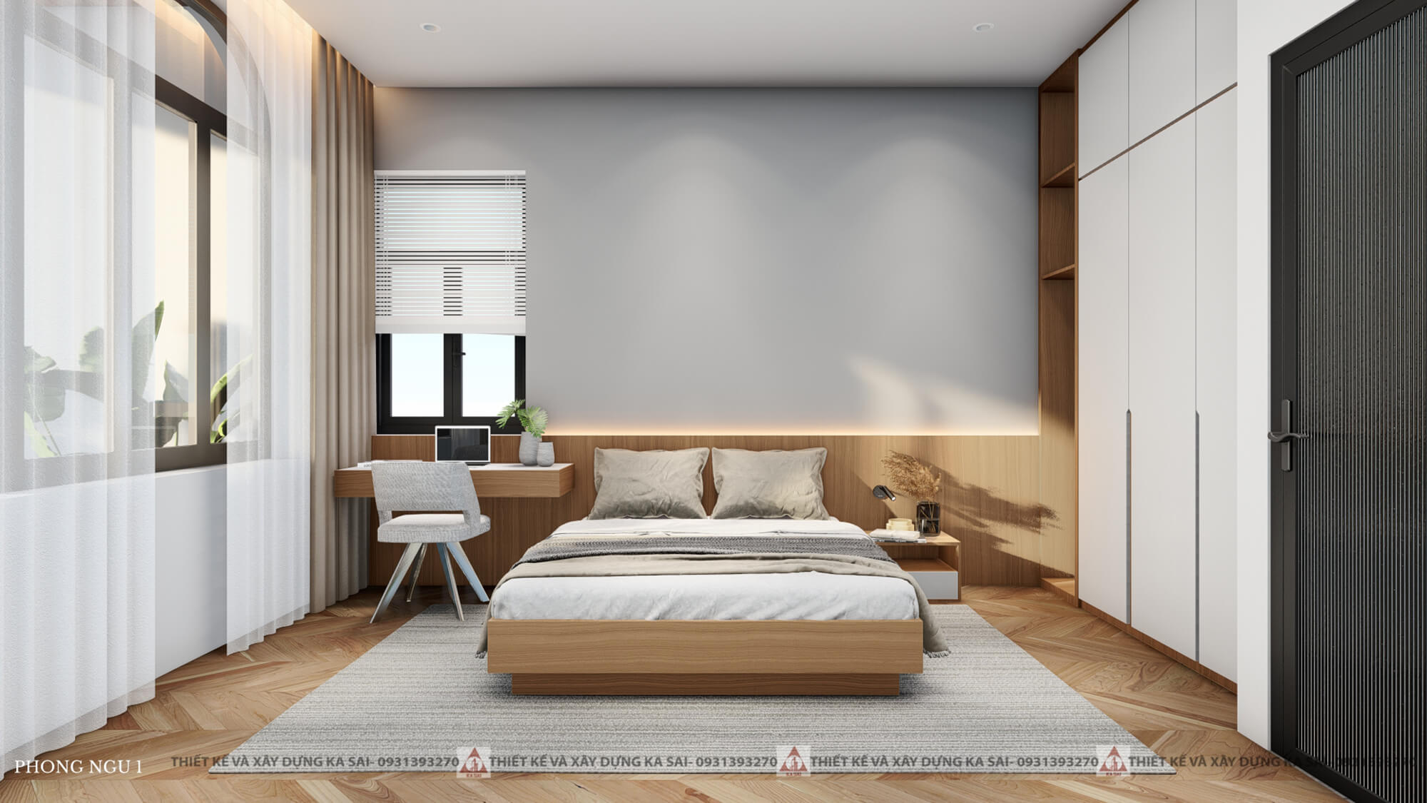 Phòng ngủ 1 mẫu nhà cấp 4 mái bằng