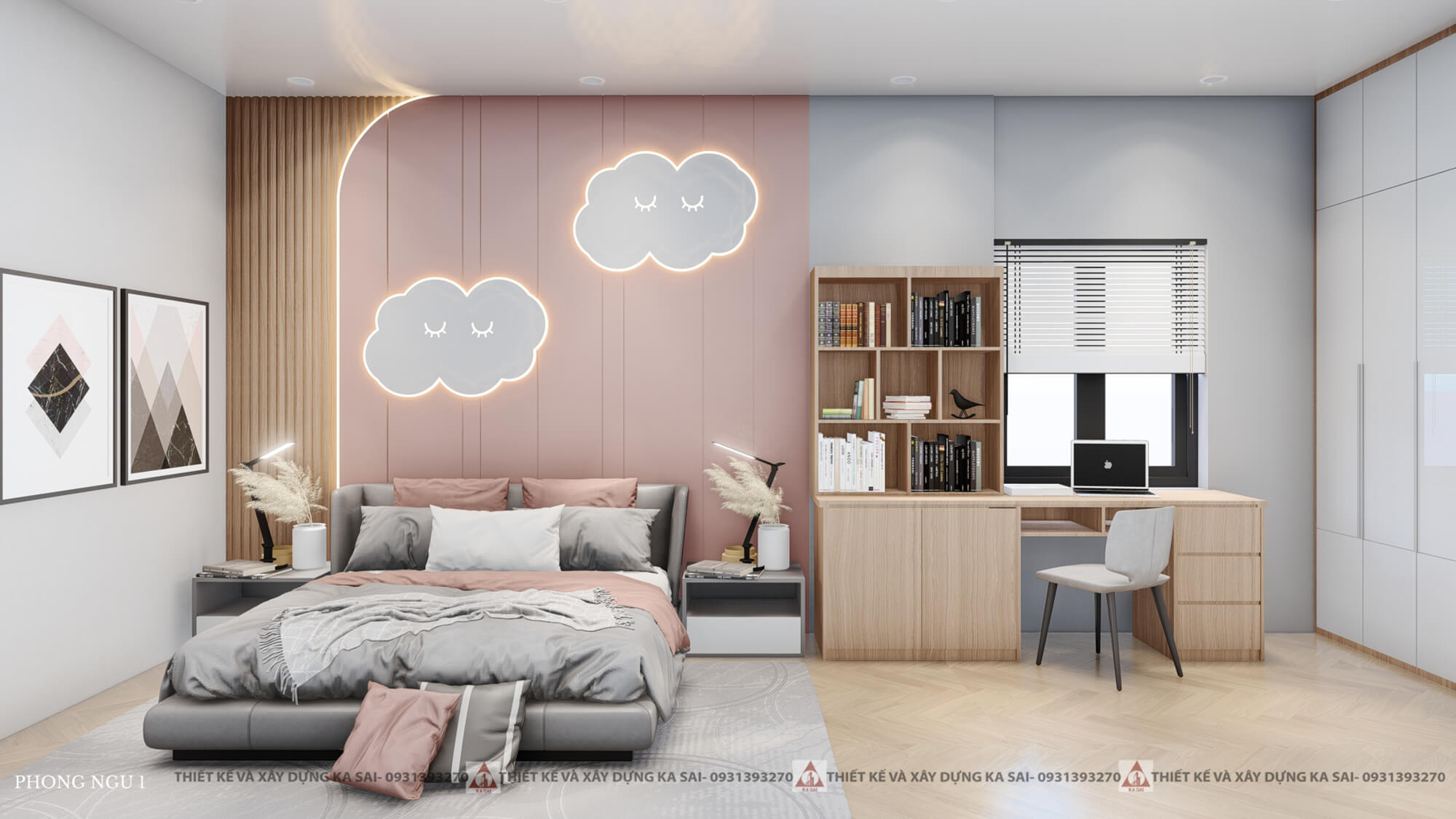 Phòng ngủ 1 mẫu 2 tầng 7x15m đẹp và sáng tạo