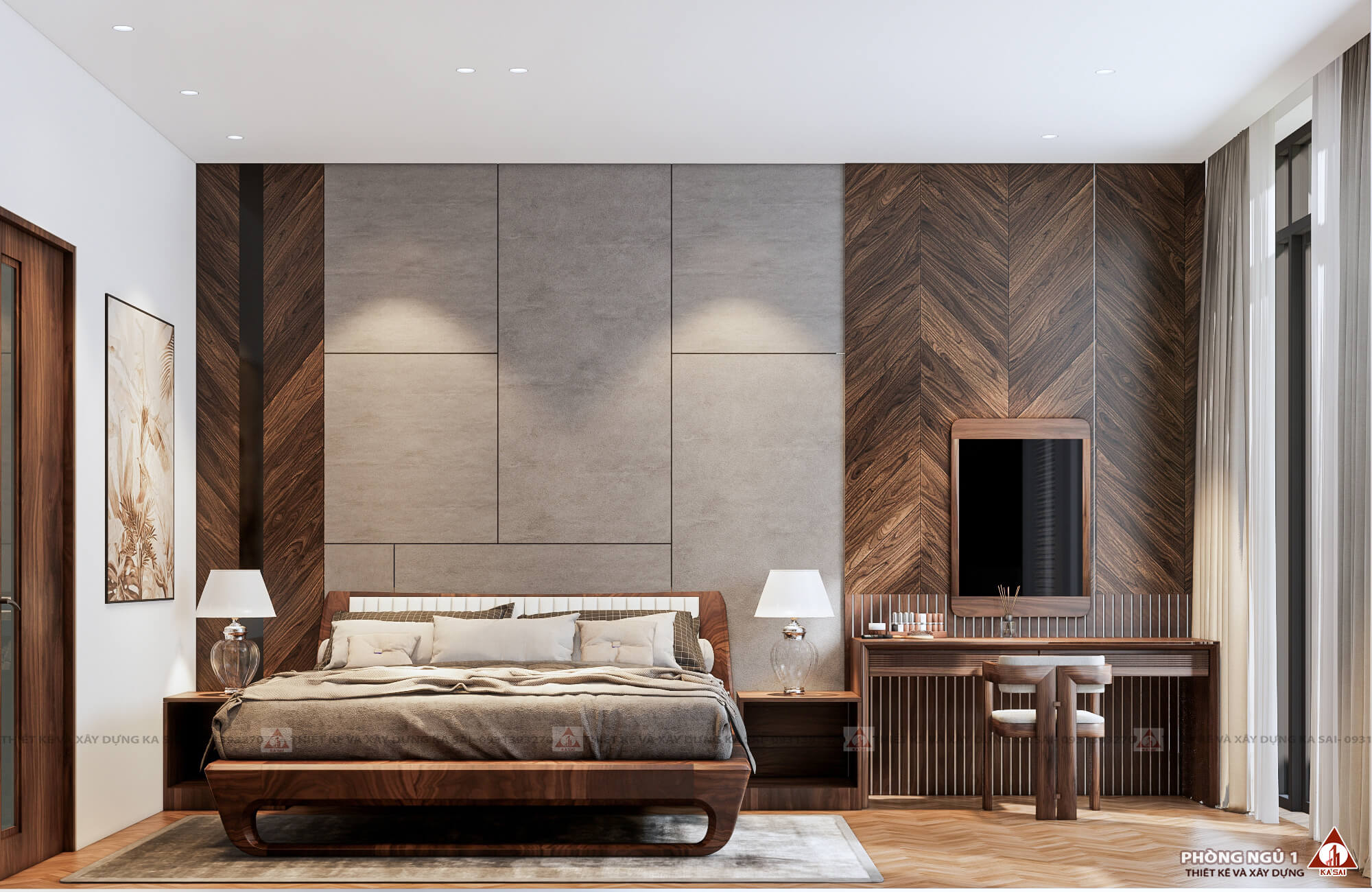 Phòng ngủ 1 nhà 5 tầng 5x20m có thang máy