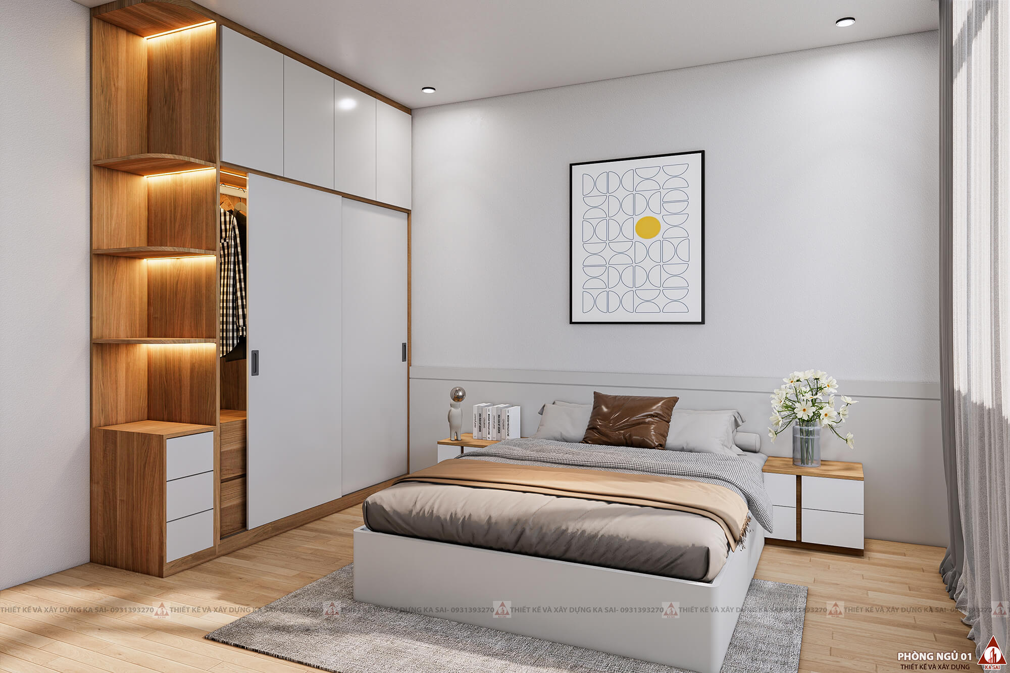 Phòng ngủ 1 thiết kế nhà cấp 4 6x12