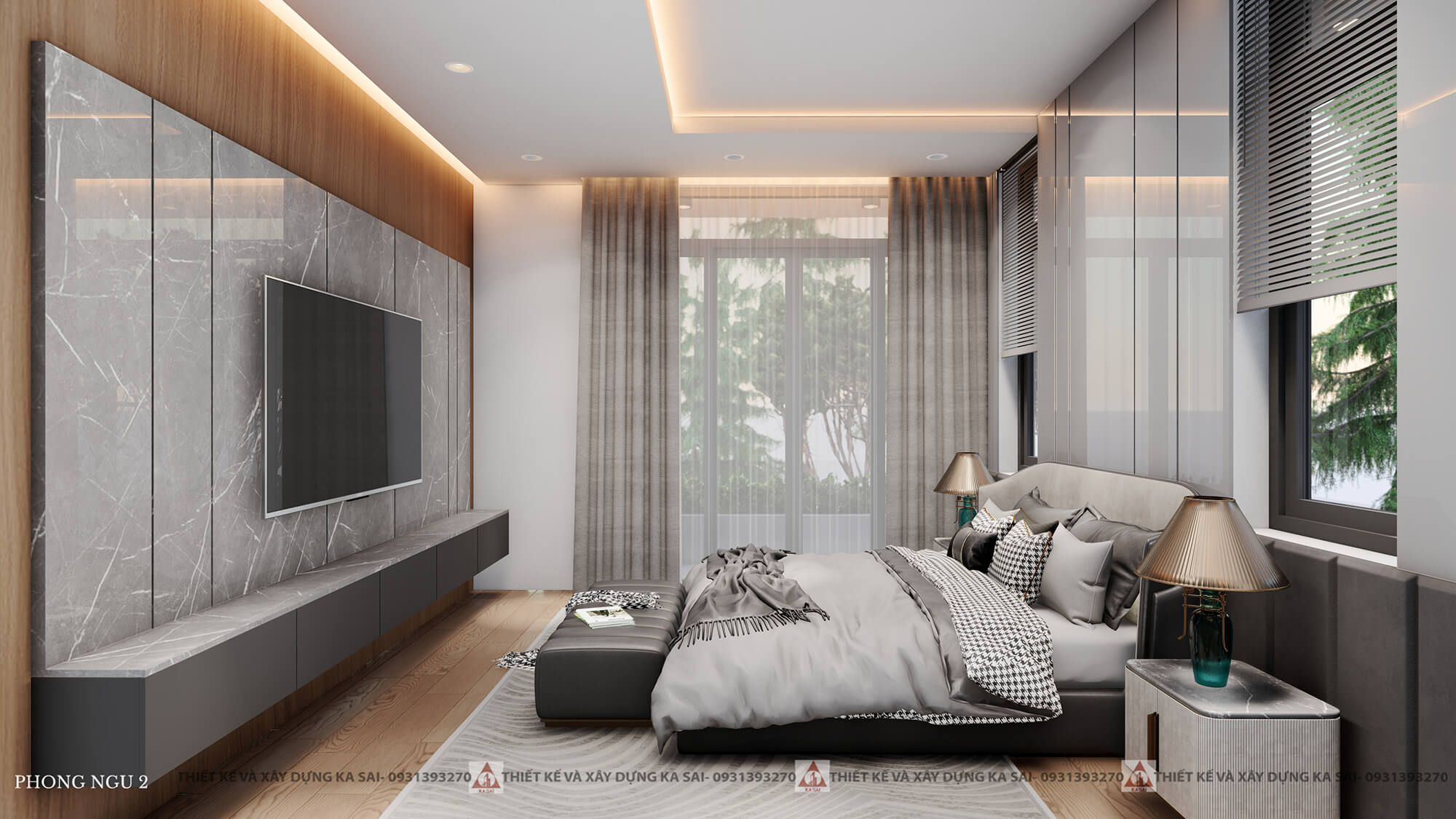 Phòng ngủ 2 biệt thự 2 mặt tiền 3 tầng