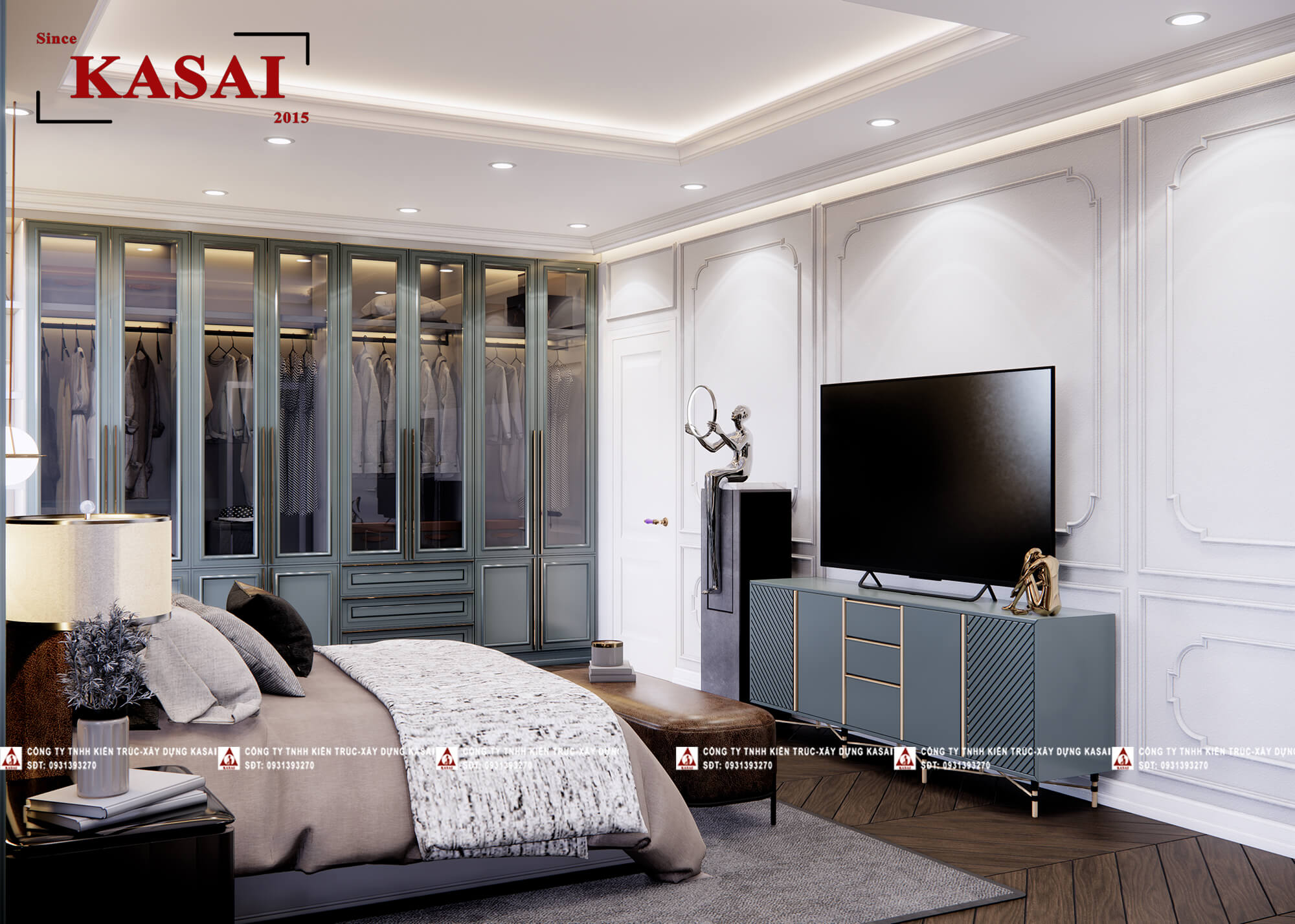 Phòng ngủ biệt thự 3 tầng 5 phòng ngủ