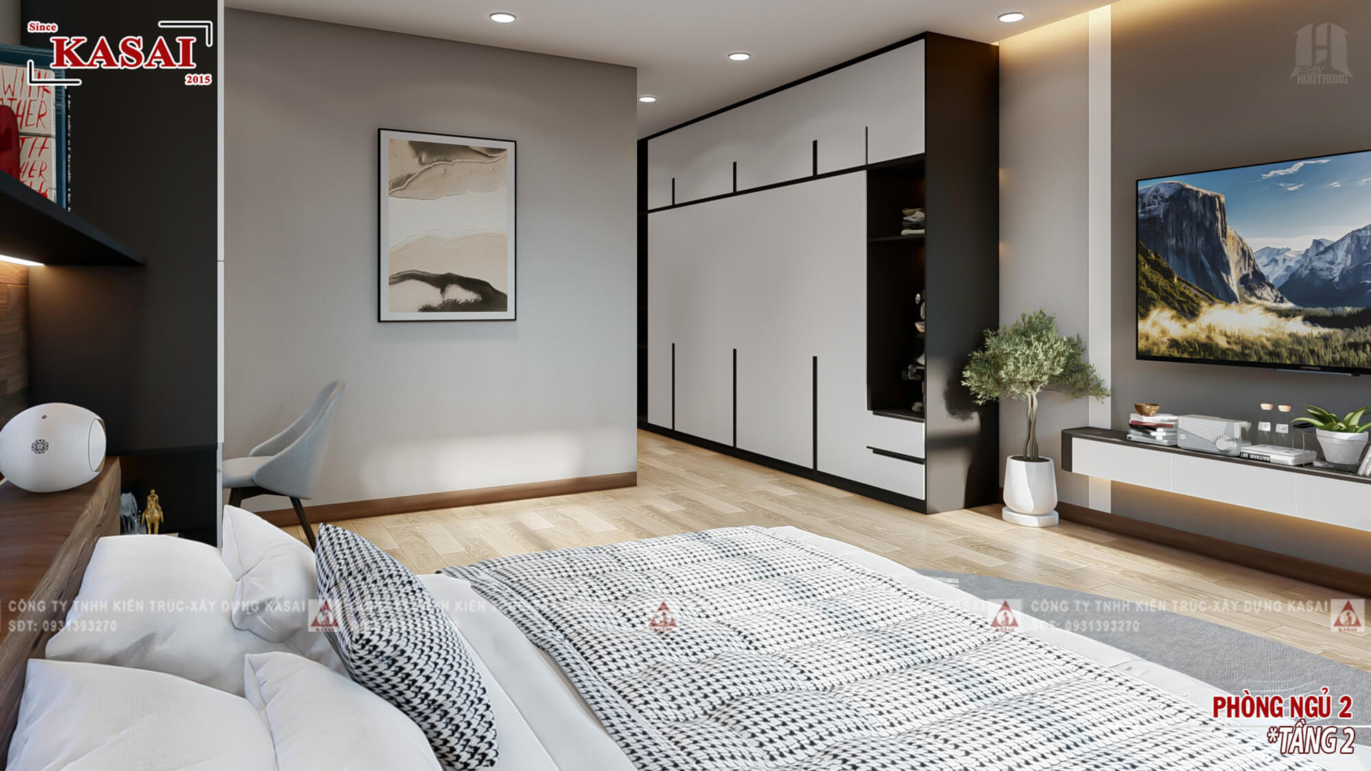 Phòng ngủ 2 nhà 3 tầng 4 phòng ngủ 5x20