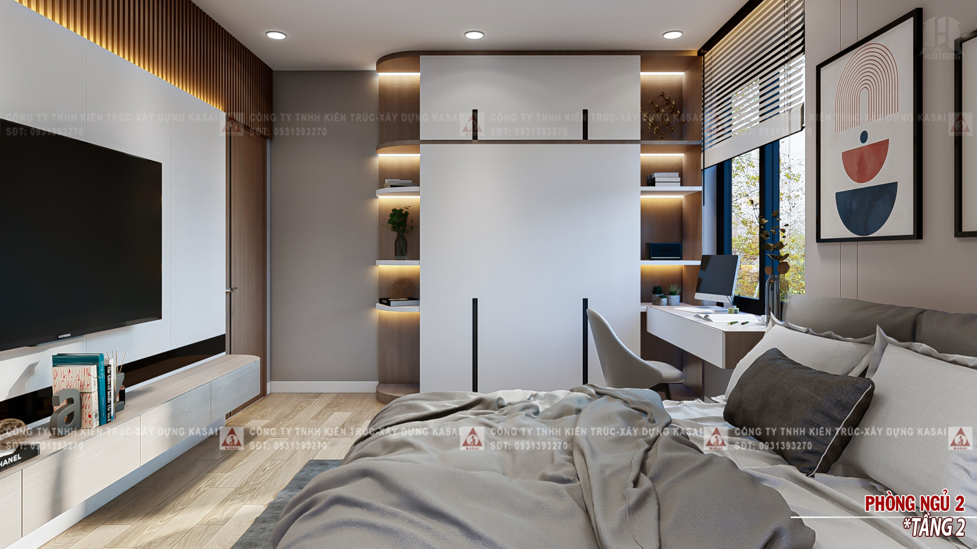 Phòng ngủ 2 nhà phố 4 tầng 5x20 có thang máy