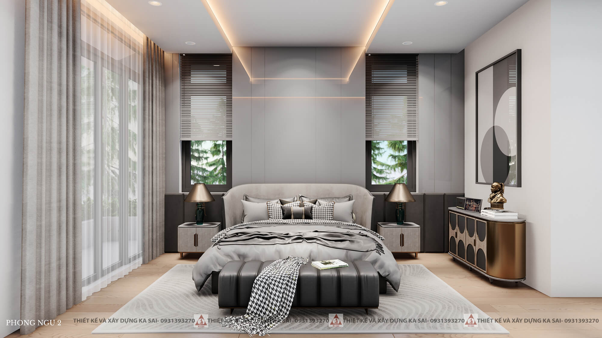 Phòng ngủ 2 biệt thự 2 mặt tiền 3 tầng