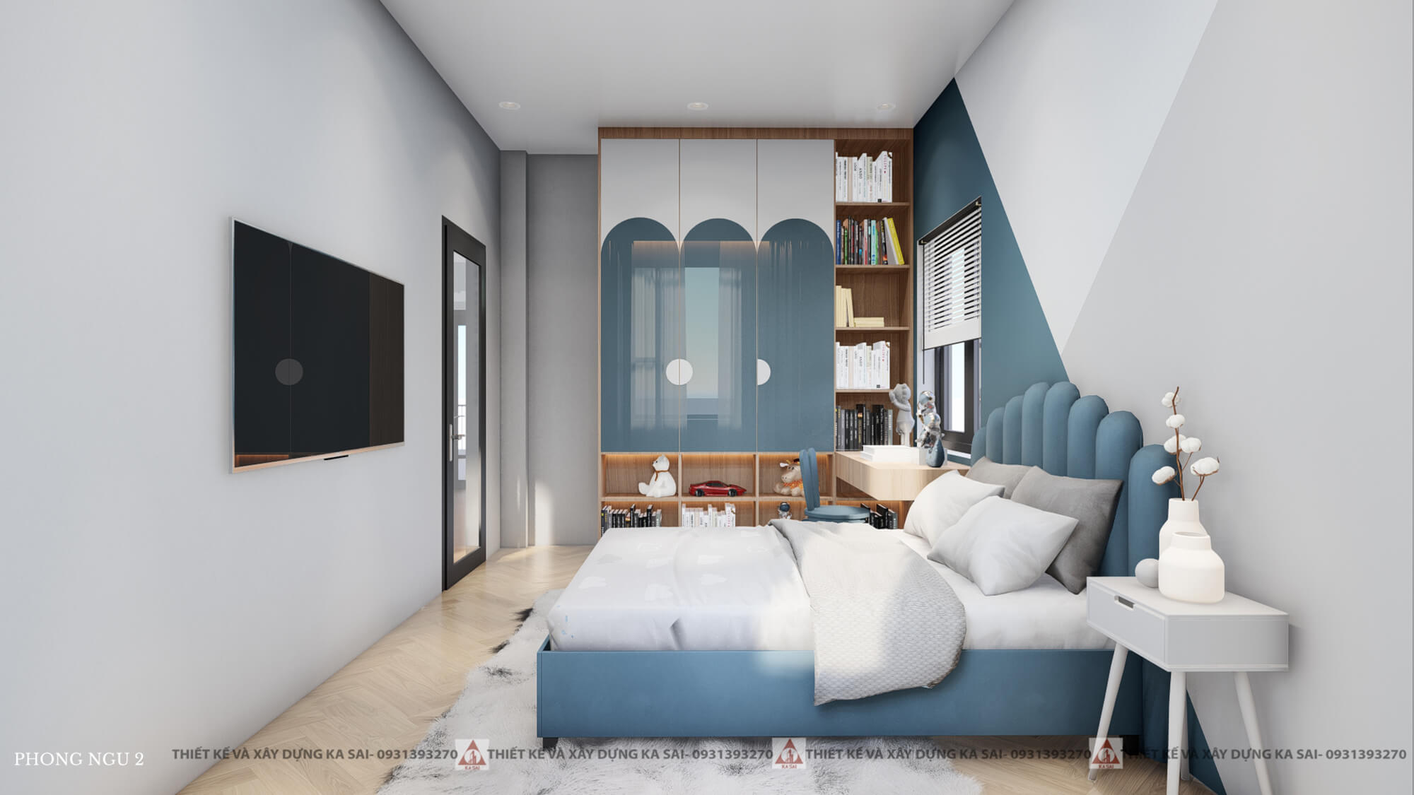 Phòng ngủ 2 mẫu 2 tầng 7x15m đẹp và sáng tạo