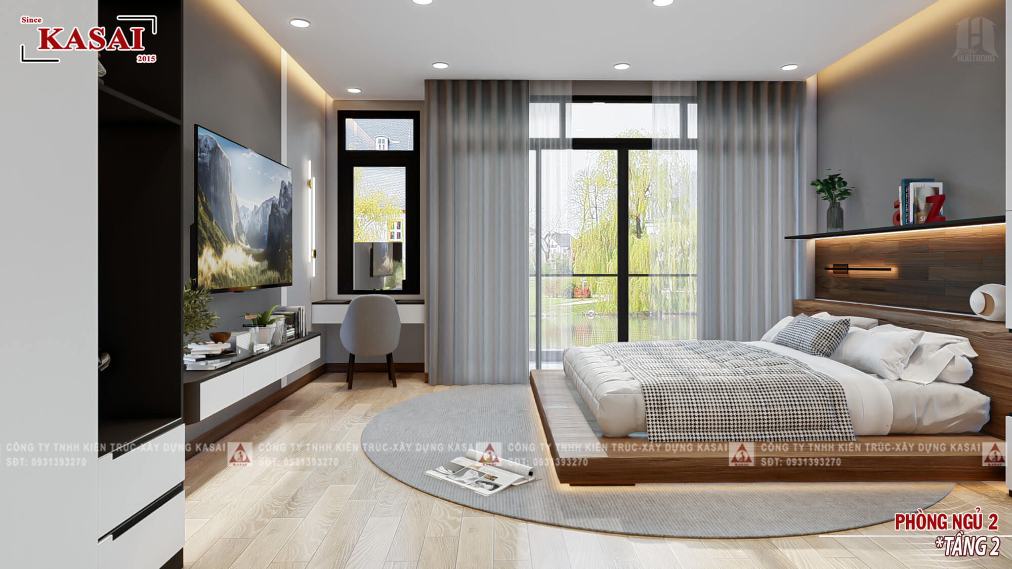 Phòng ngủ 2 nhà 3 tầng 4 phòng ngủ 5x20