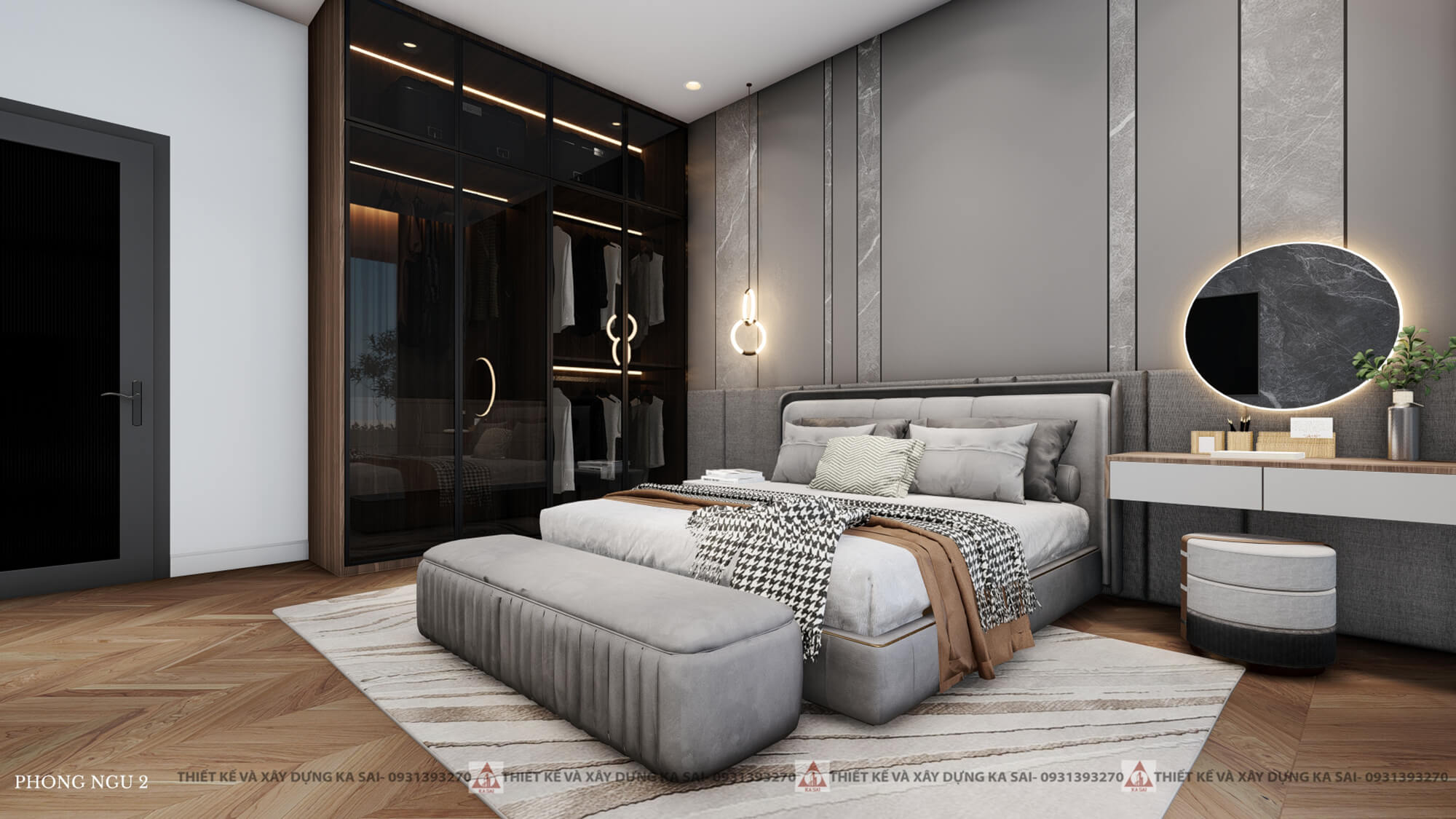 Phòng ngủ nhà 3 tầng mặt tiền 6m