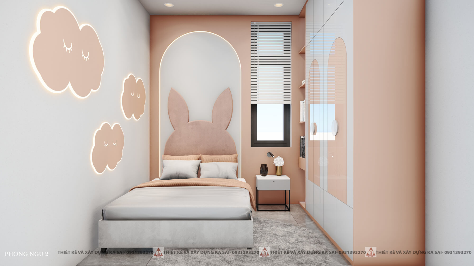 Phòng ngủ 2 thiết kế nhà ống 3 tầng có giếng trời 5x20m