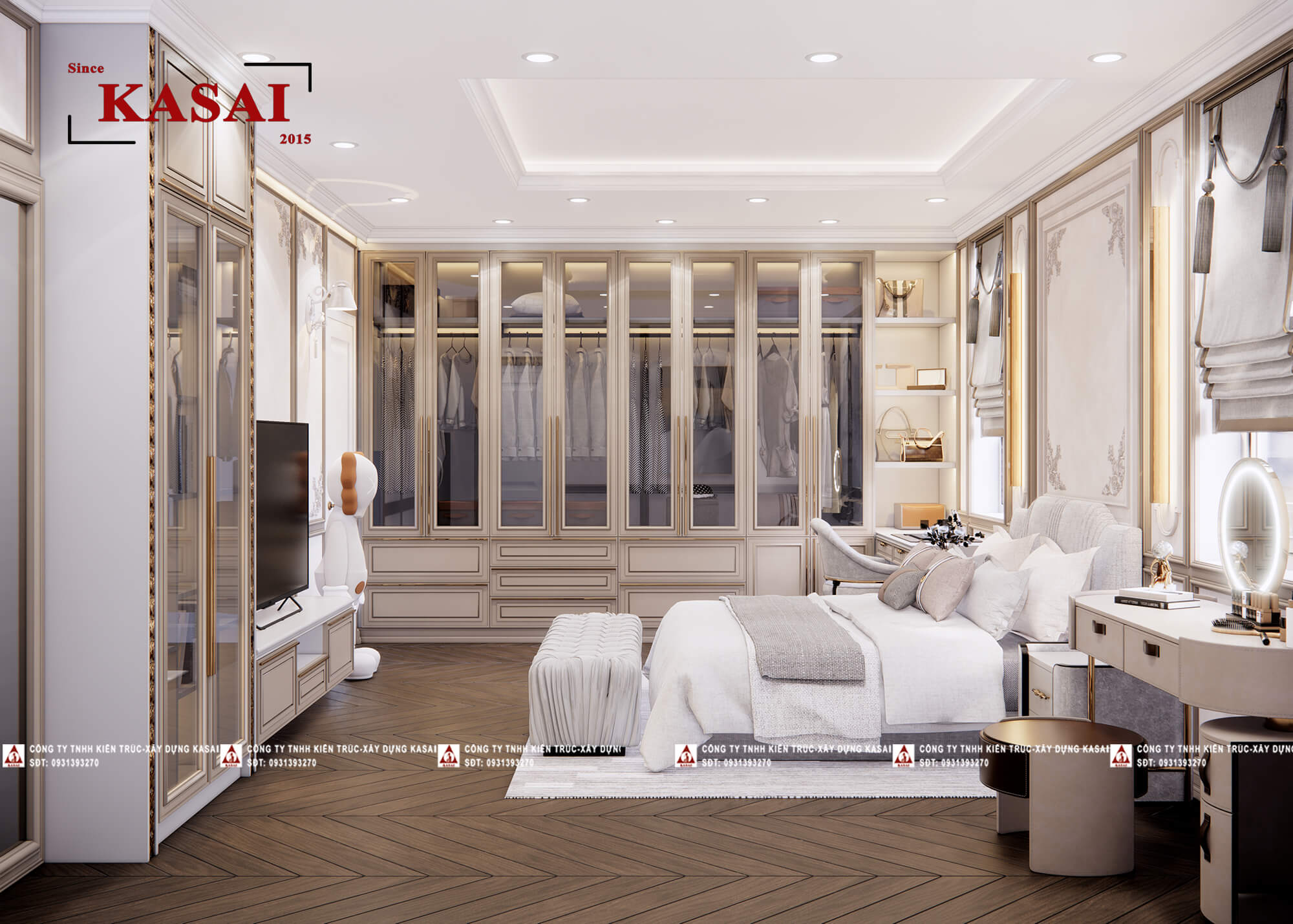 Phòng ngủ biệt thự 3 tầng 5 phòng ngủ