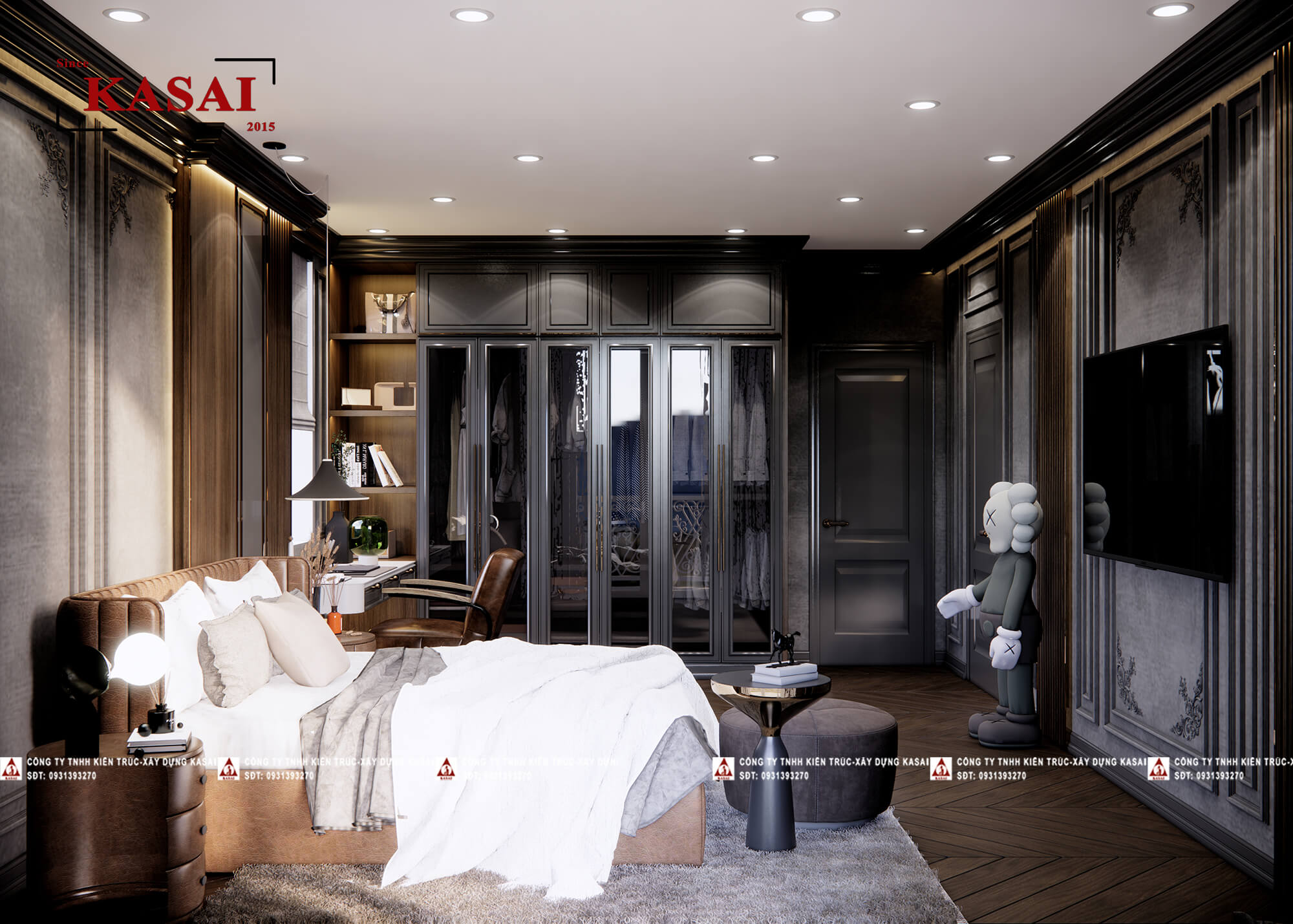Phòng ngủ biệt thự 3 tầng 5 phòng ngủ