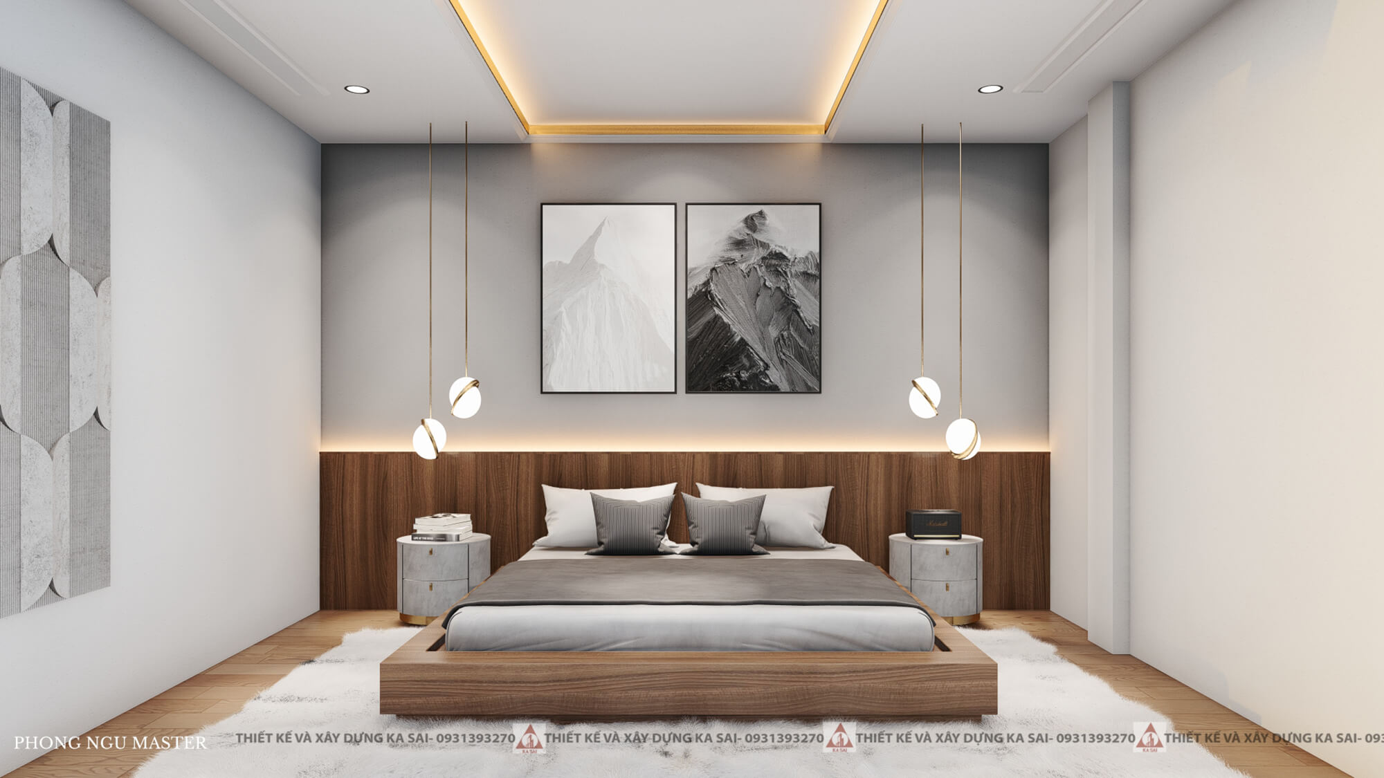 Phòng ngủ master nhà 3 tầng 2 mặt tiền