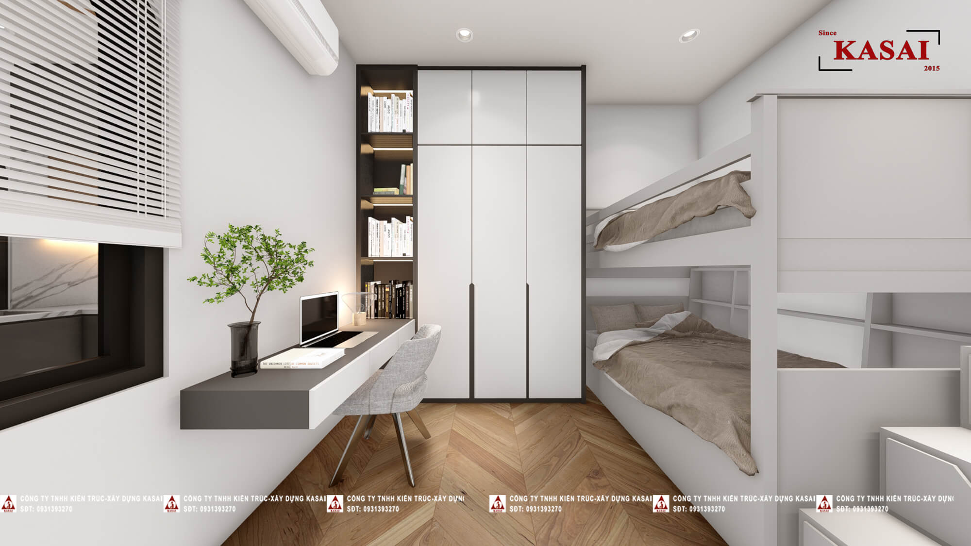 Phòng ngủ nhà 5x20 3 tầng có thang máy