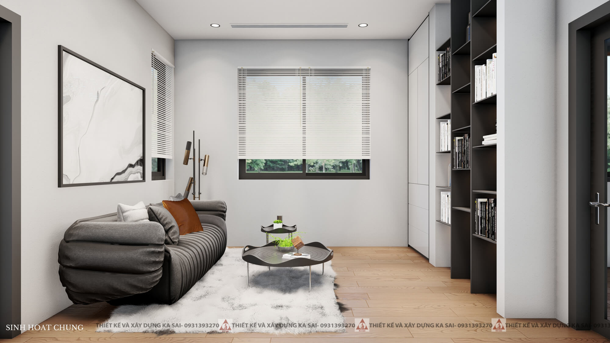 Phòng sinh hoạt chung nhà 3 tầng 2 mặt tiền