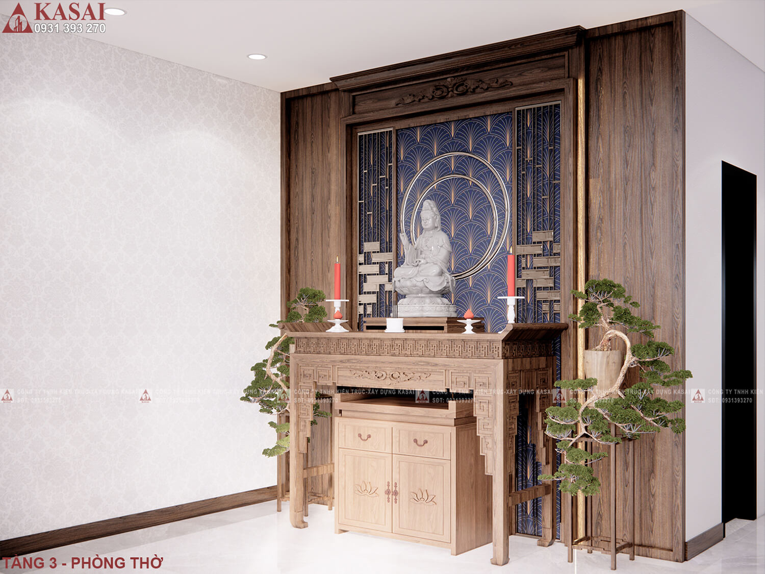 Phòng thờ mẫu nhà 3 tầng 5x20 andy