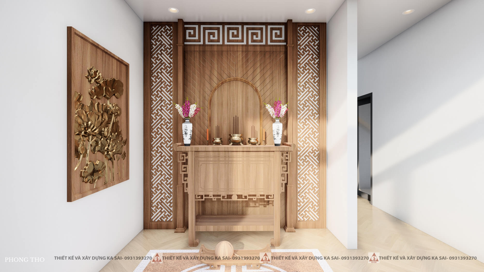 Phòng thờ mẫu 2 tầng 7x15m đẹp và sáng tạo