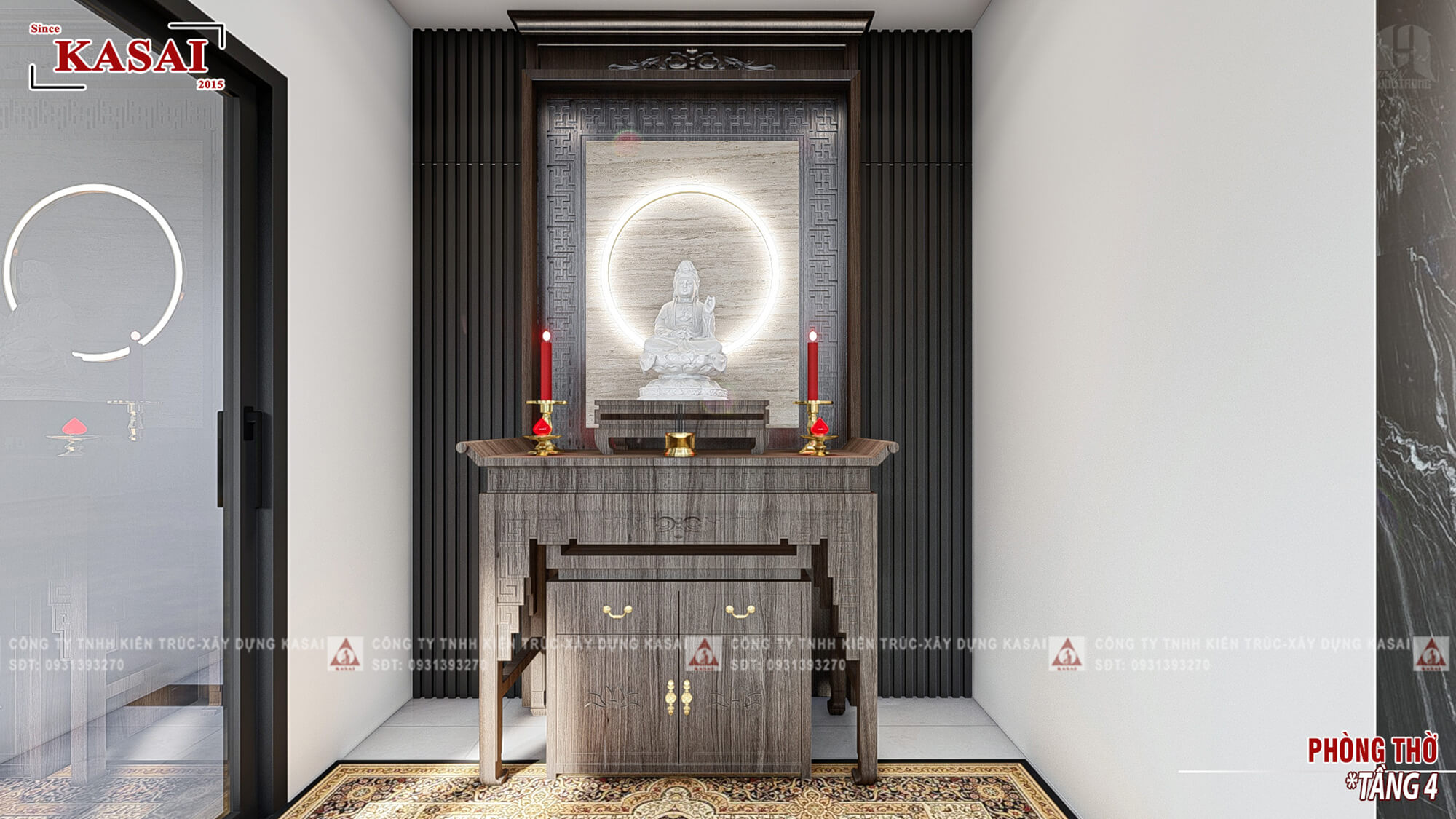 Phòng thờ nhà 3 tầng 1 tum