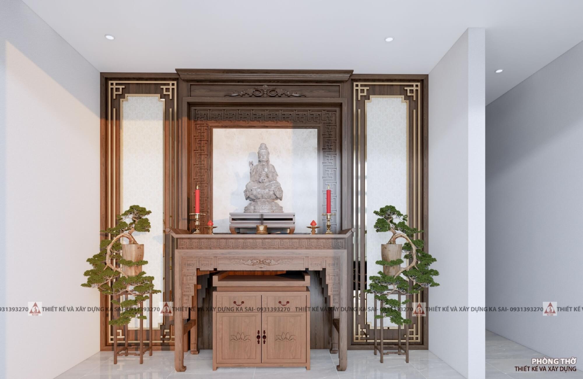 Phòng thờ nhà 3 tầng mái Nhật
