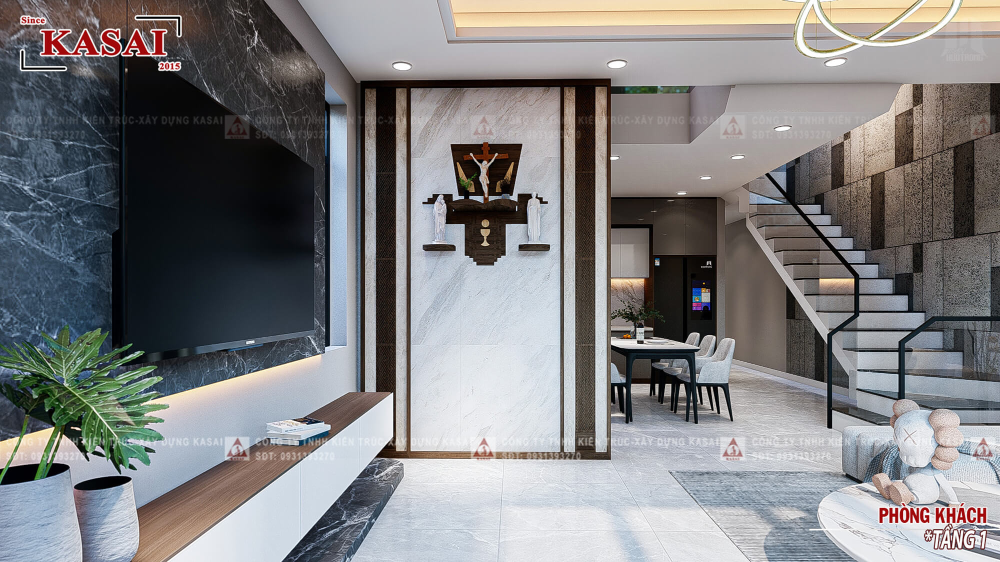 Khu vực thờ nhà 3 tầng N's House