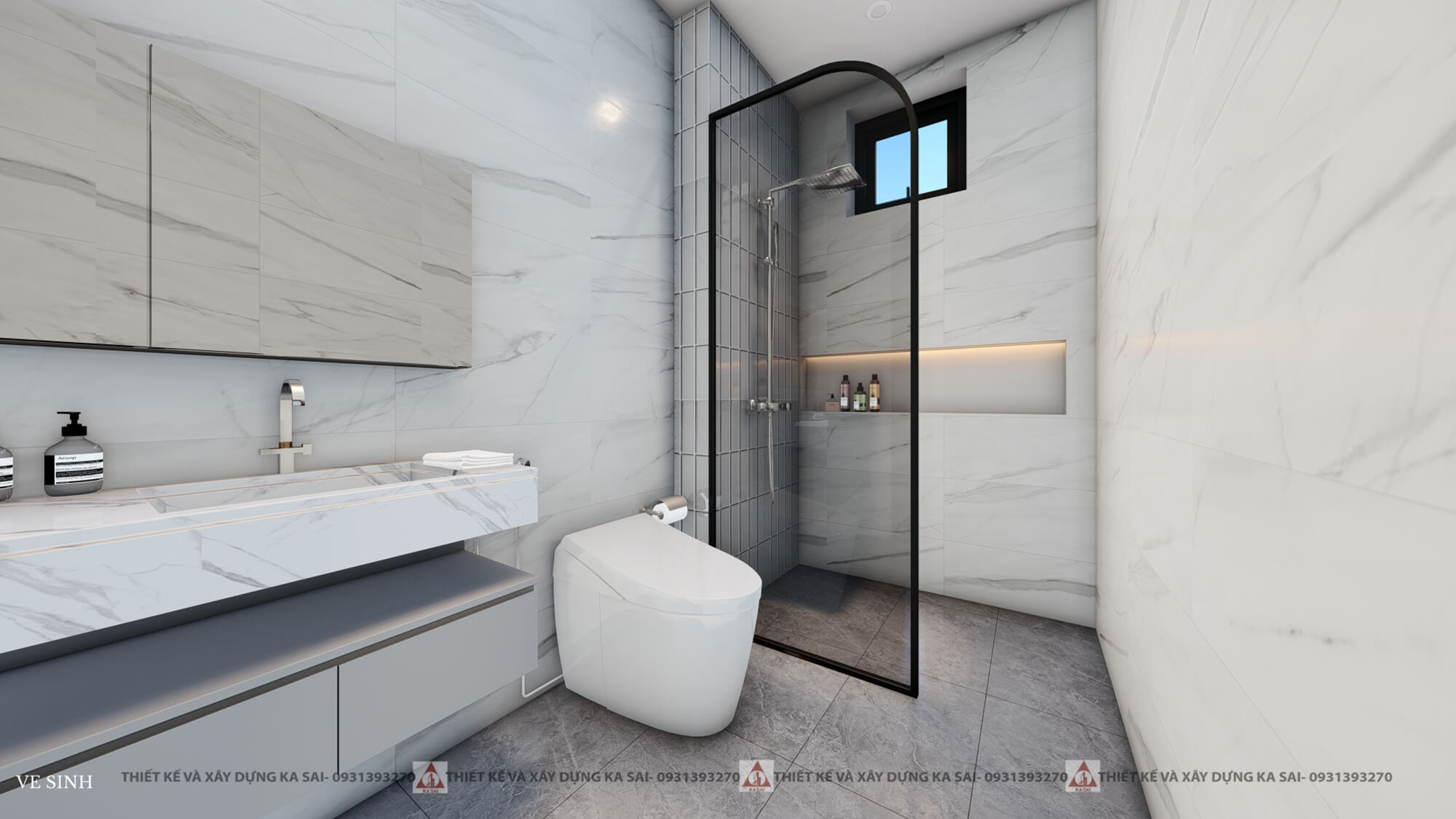 Phòng WC mẫu nhà cấp 4 7x12