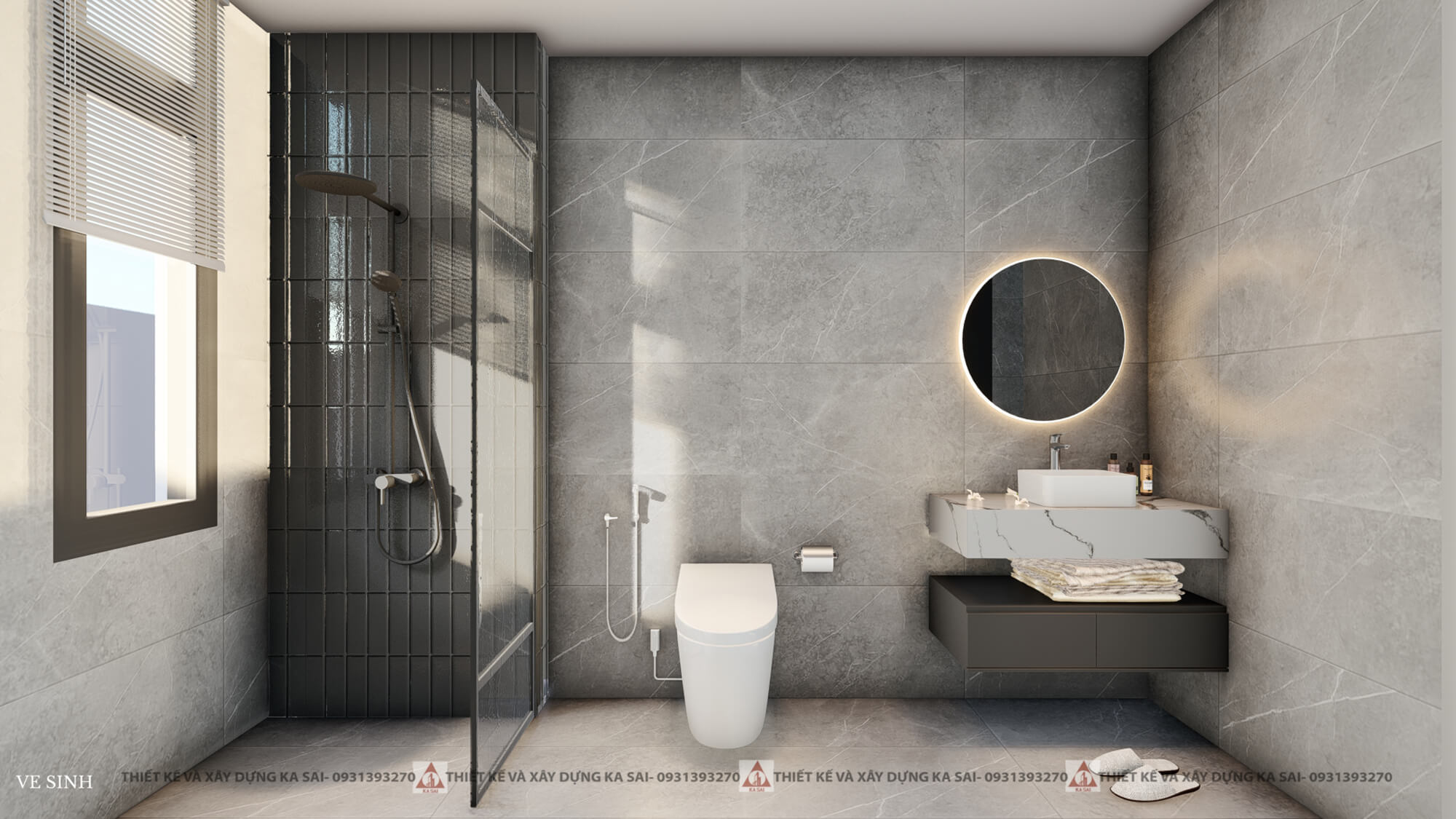 Phòng WC mẫu nhà cấp 4 ngang 8m