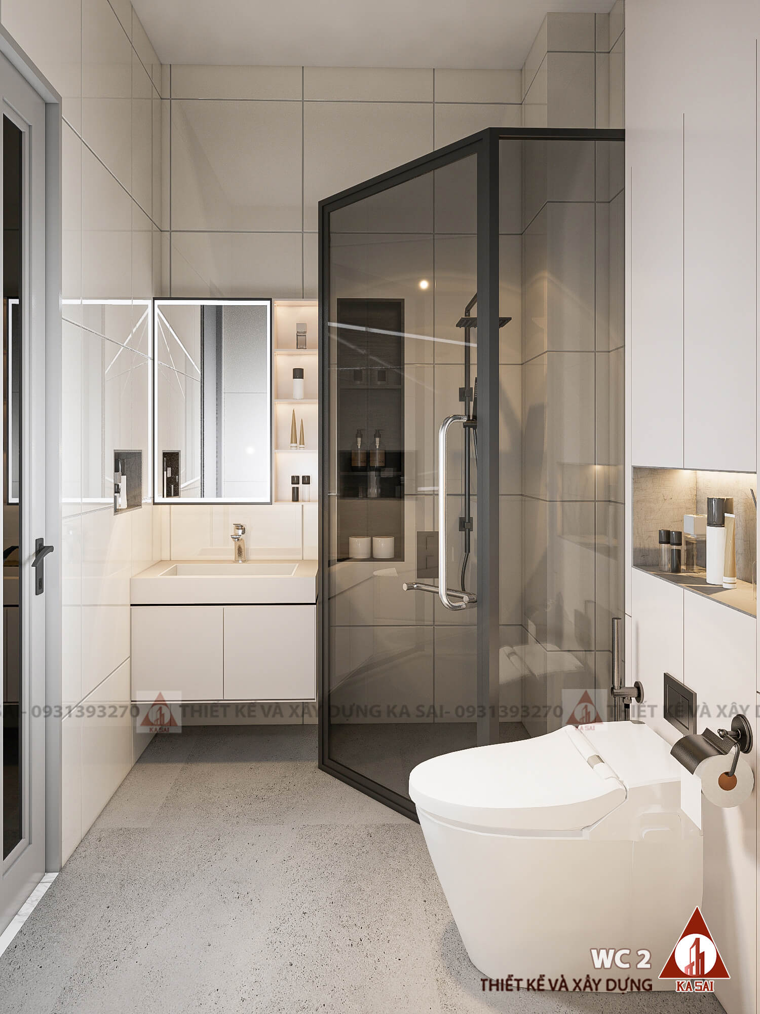 Phòng WC nhà ống 3 phòng ngủ 1 phòng thờ