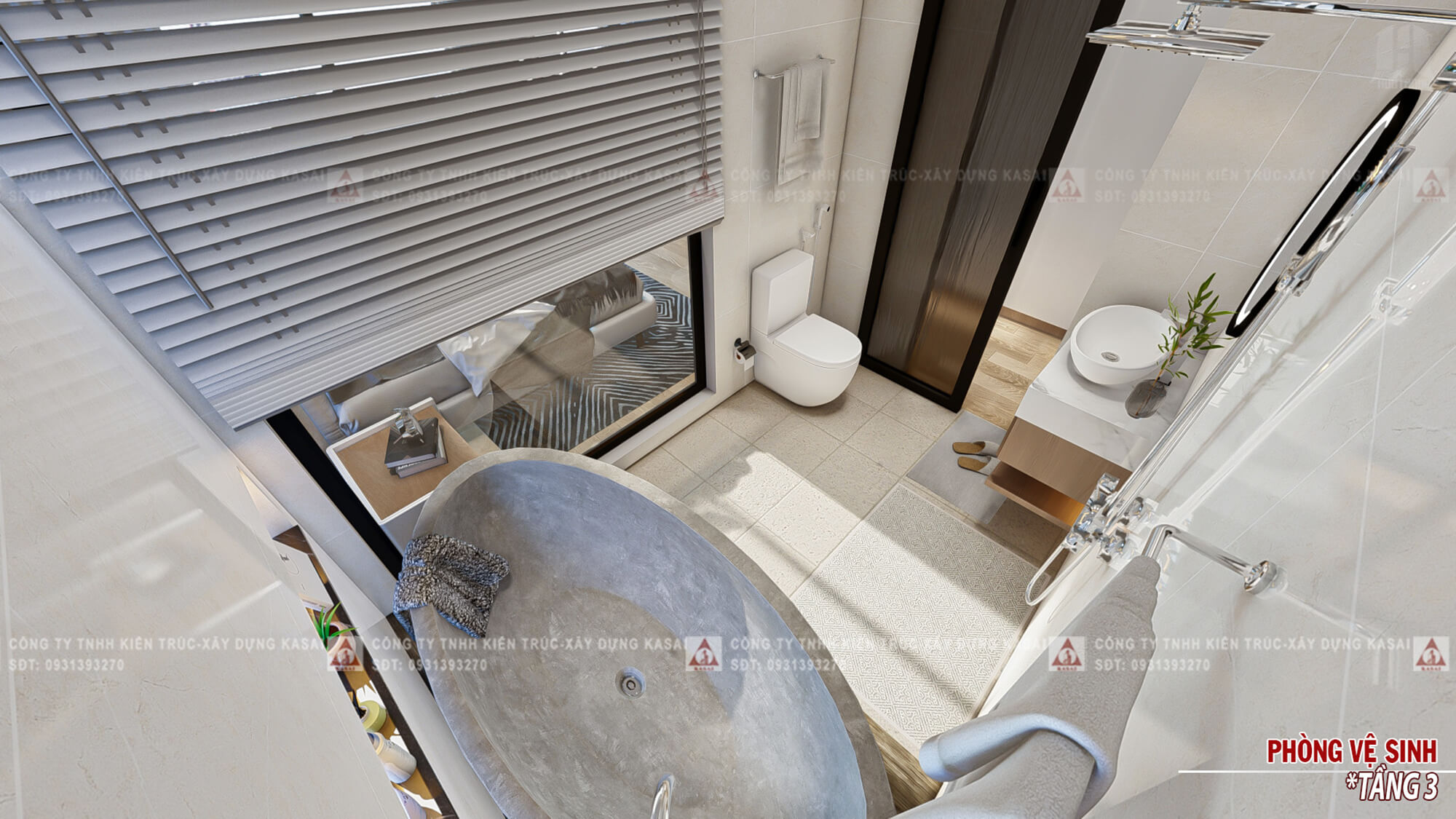 Phòng WC nhà phố 4 tầng 5x20 có thang máy