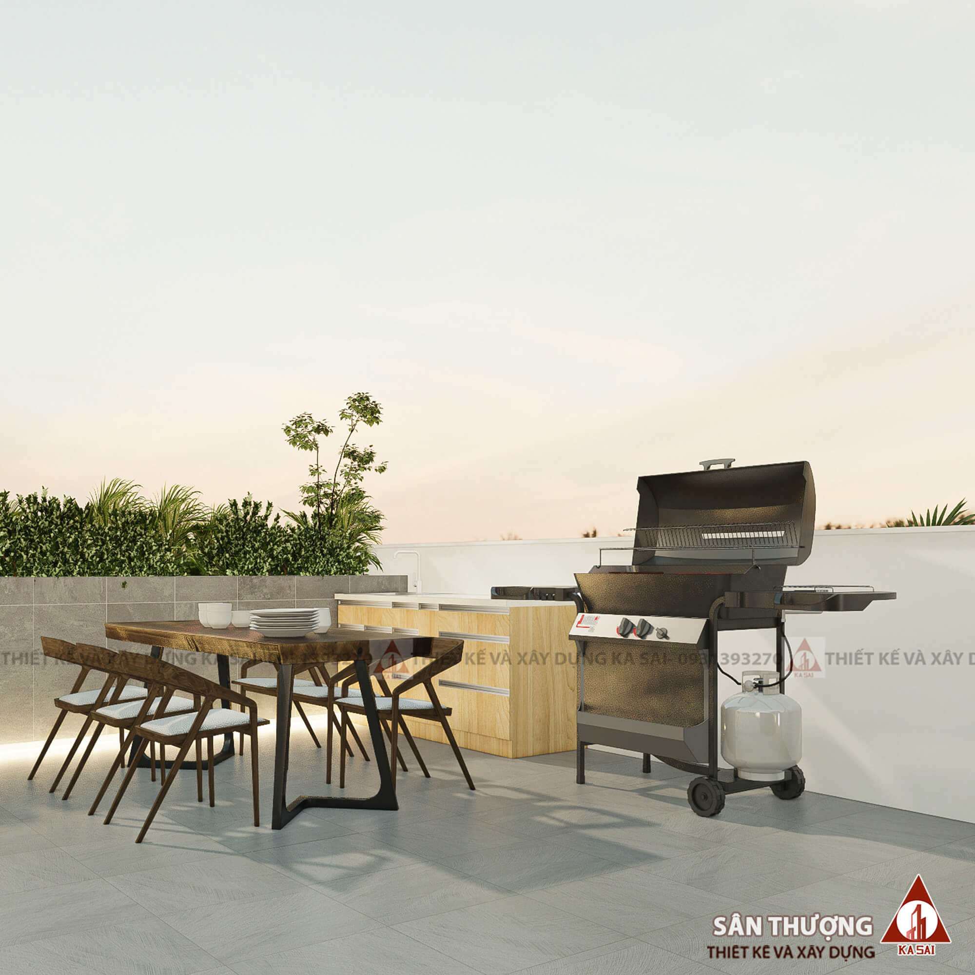 Sân thượng nhà 5x20m có sân trước