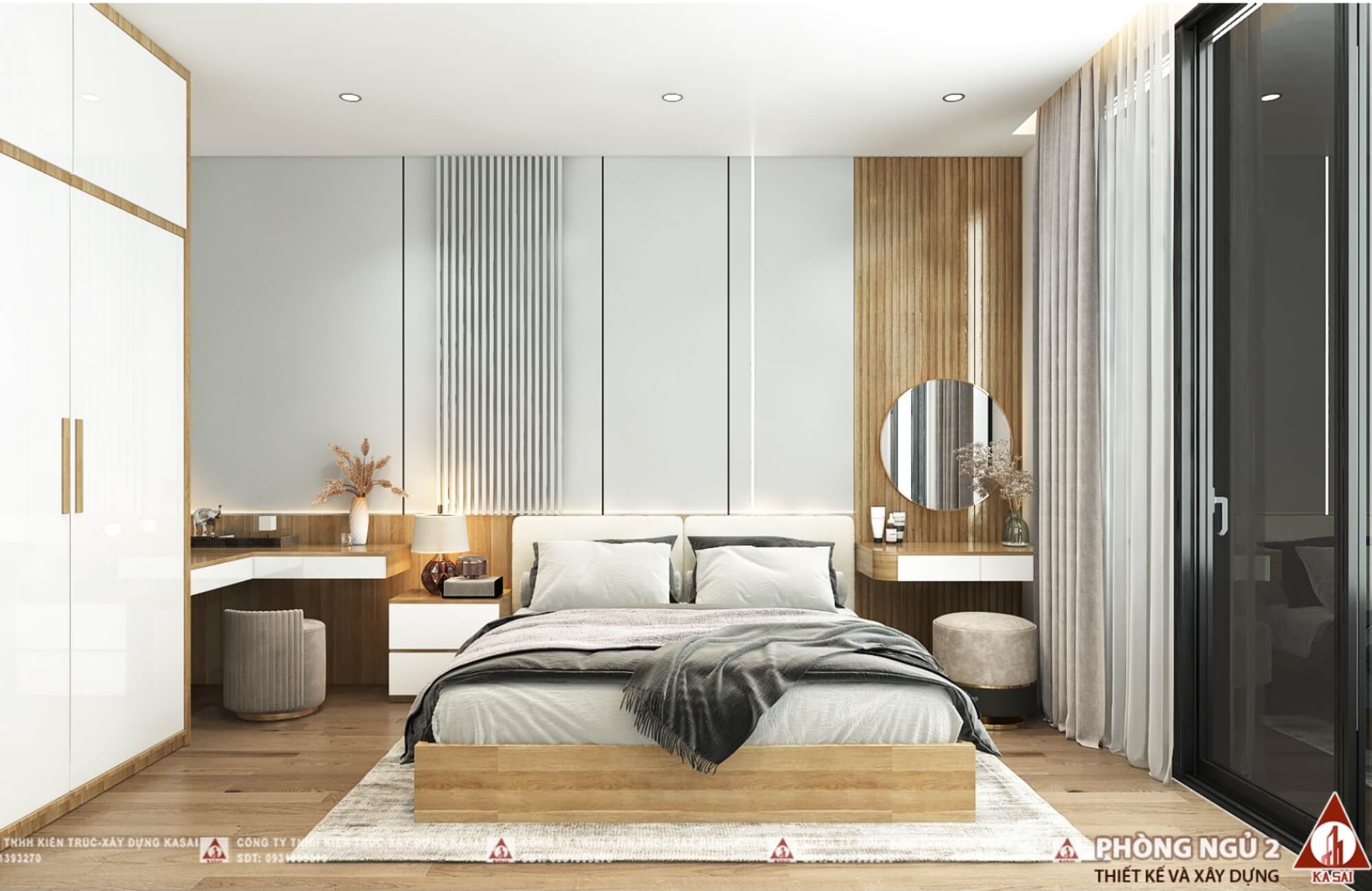 Thiết kế nhà 100m2 3 tầng phòng ngủ 2
