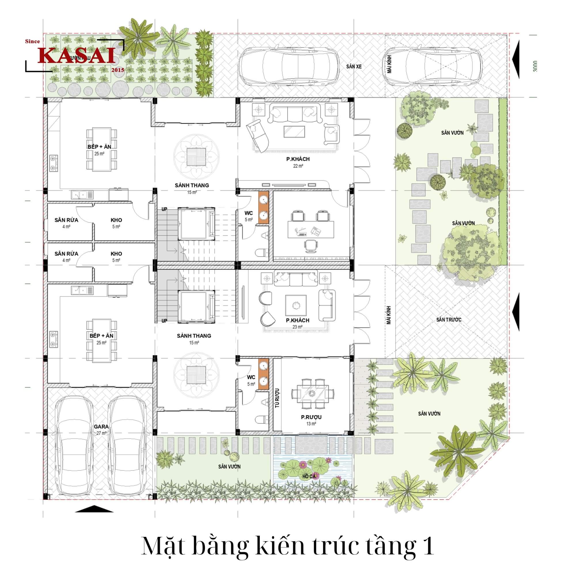 Bản vẽ mặt bằng tầng 1 thiết kế Villa